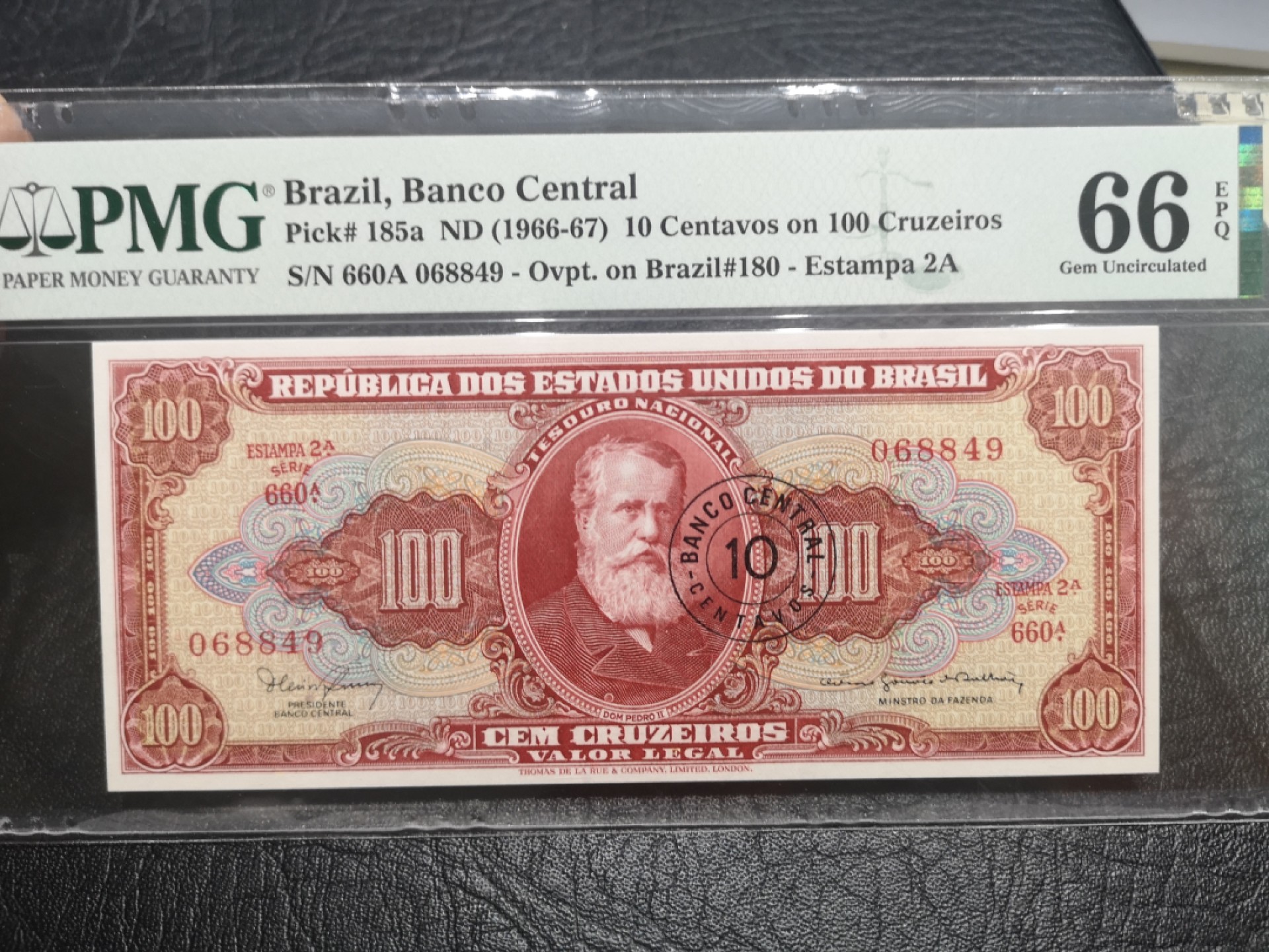 《外钞收藏家》第一百九十期 1966-67年巴西100改值10 PMG66