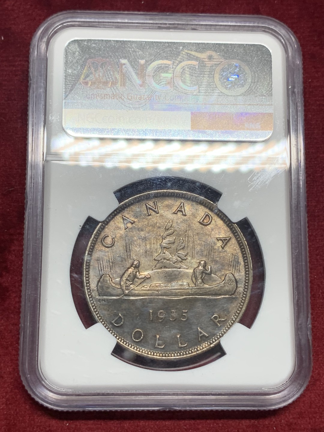 《竞宝斋》第76场-本周日，周一2场连拍（全场不限金额包邮） NGC-MS62 加拿大 1935年1元 乔治五世大银币 醇黑包浆 原汁原味