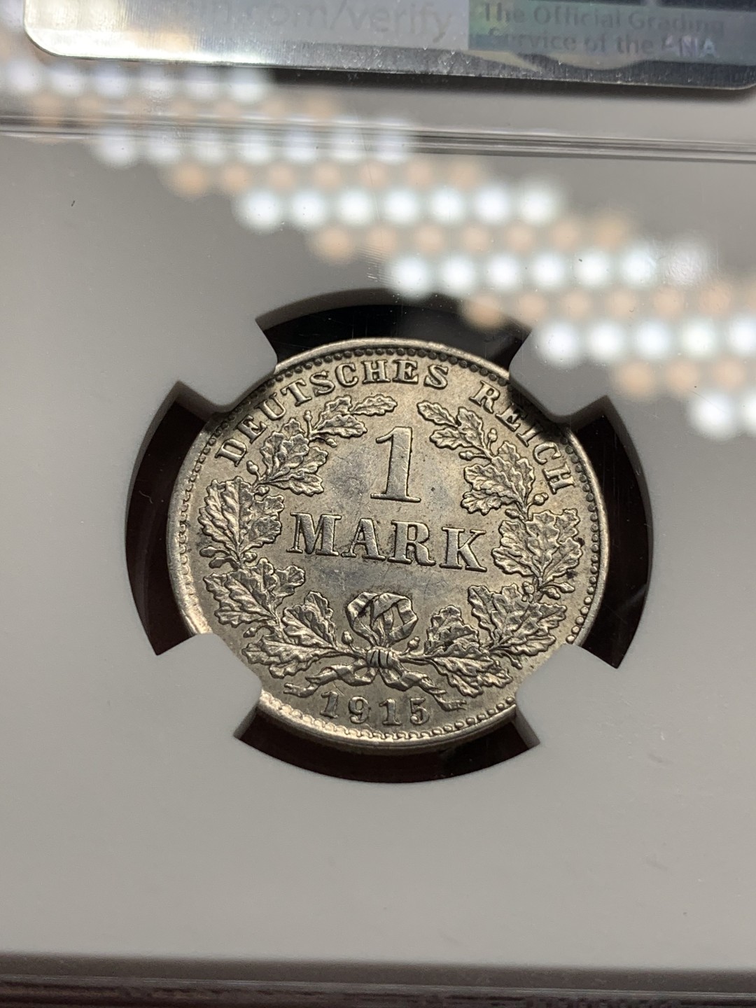 《竞宝斋》第76场-本周日，周一2场连拍（全场不限金额包邮） NGC-AU58 德国 1915年D厂 1马克 银币 细节清晰