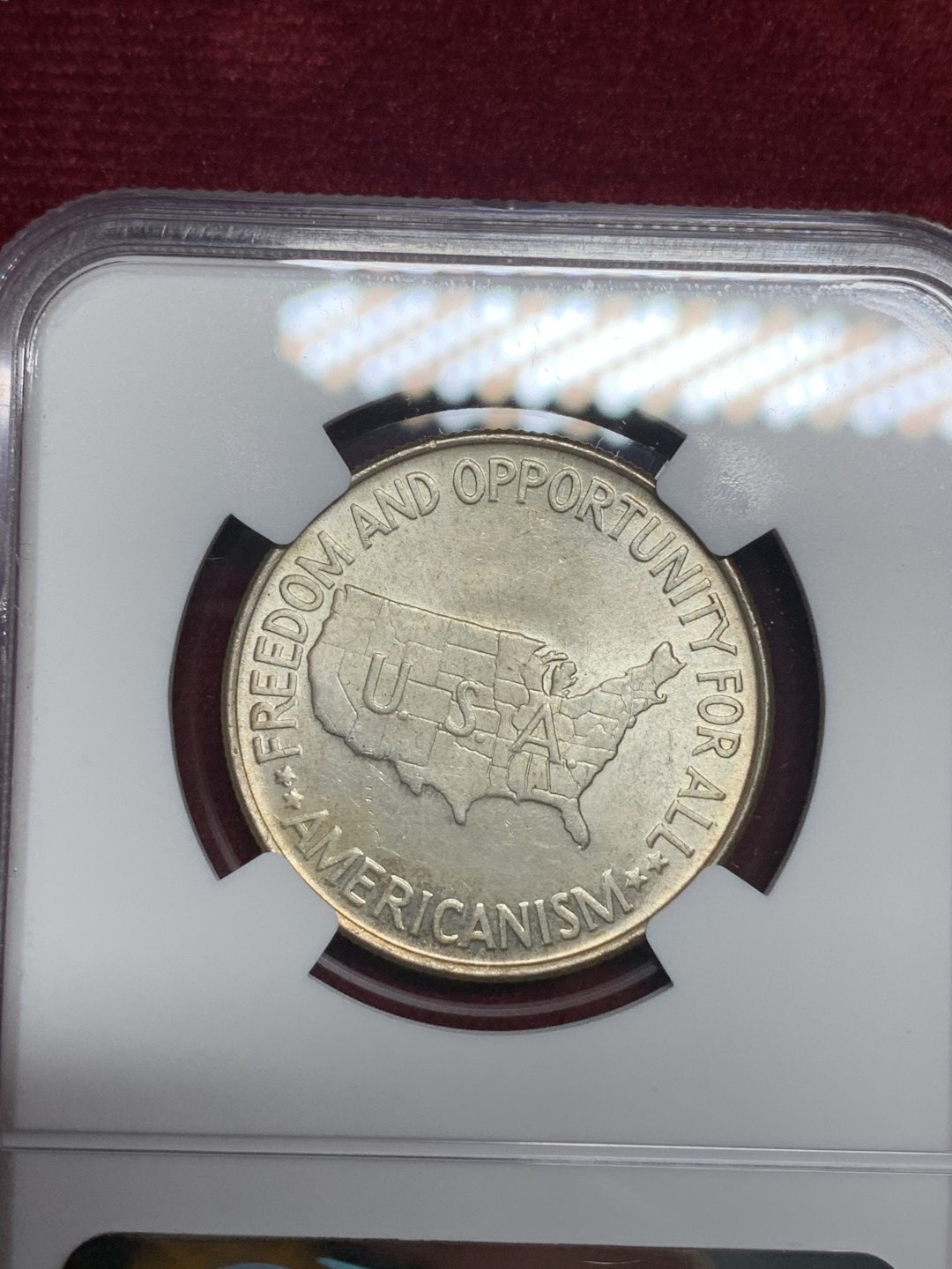 《竞宝斋》第76场-本周日，周一2场连拍（全场不限金额包邮） NGC-MS63 美国 1952年 华盛顿 半圆银币 顶级品相 淡彩包浆很舒服