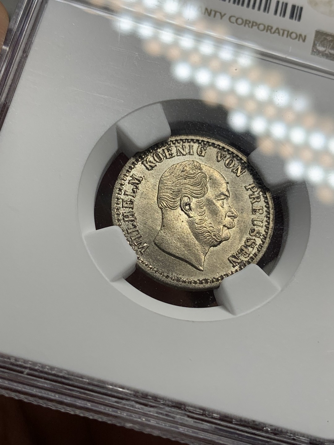 《竞宝斋》第76场-本周日，周一2场连拍（全场不限金额包邮） NGC-MS64 德国 普鲁士1871年2.5格罗申银币 车轮转光 金色包浆 收藏级完美品相精品德系辅币