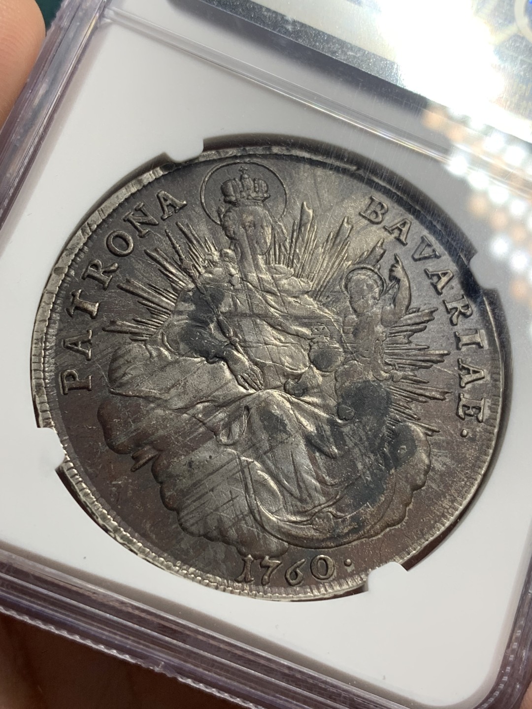 《竞宝斋》第76场-本周日，周一2场连拍（全场不限金额包邮） NGC-XFD 德国巴伐利亚马克西米利安三世 1760年 1泰勒 大银币 