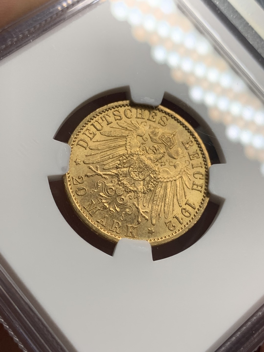 《竞宝斋》第76场-本周日，周一2场连拍（全场不限金额包邮） NGC-MS63 德国1912年 普鲁士威廉二世 20马克金币 