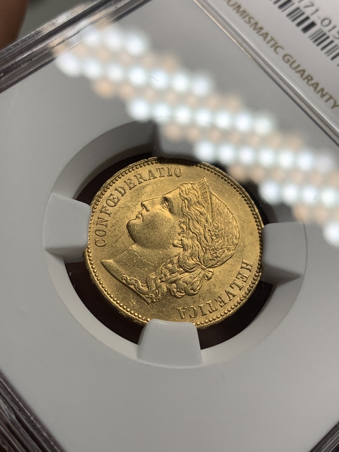 《竞宝斋》第76场-本周日，周一2场连拍（全场不限金额包邮） NGC-MS62 瑞士1893年 早期女人头像 20法郎金币 稀少的早期版 能上MS就更加难了