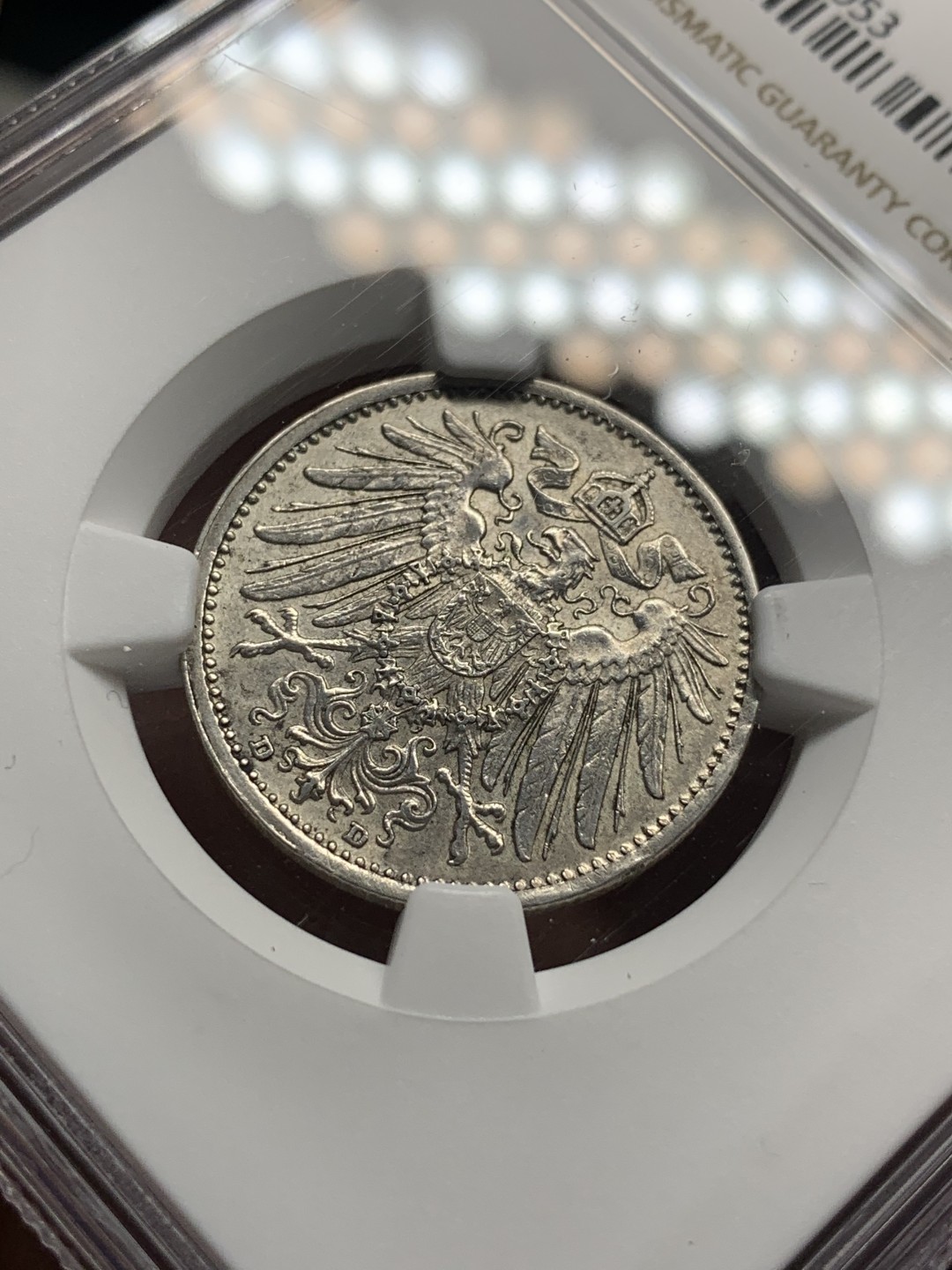 《竞宝斋》第76场-本周日，周一2场连拍（全场不限金额包邮） NGC-AU58 德国 1915年D厂 1马克 银币 细节清晰