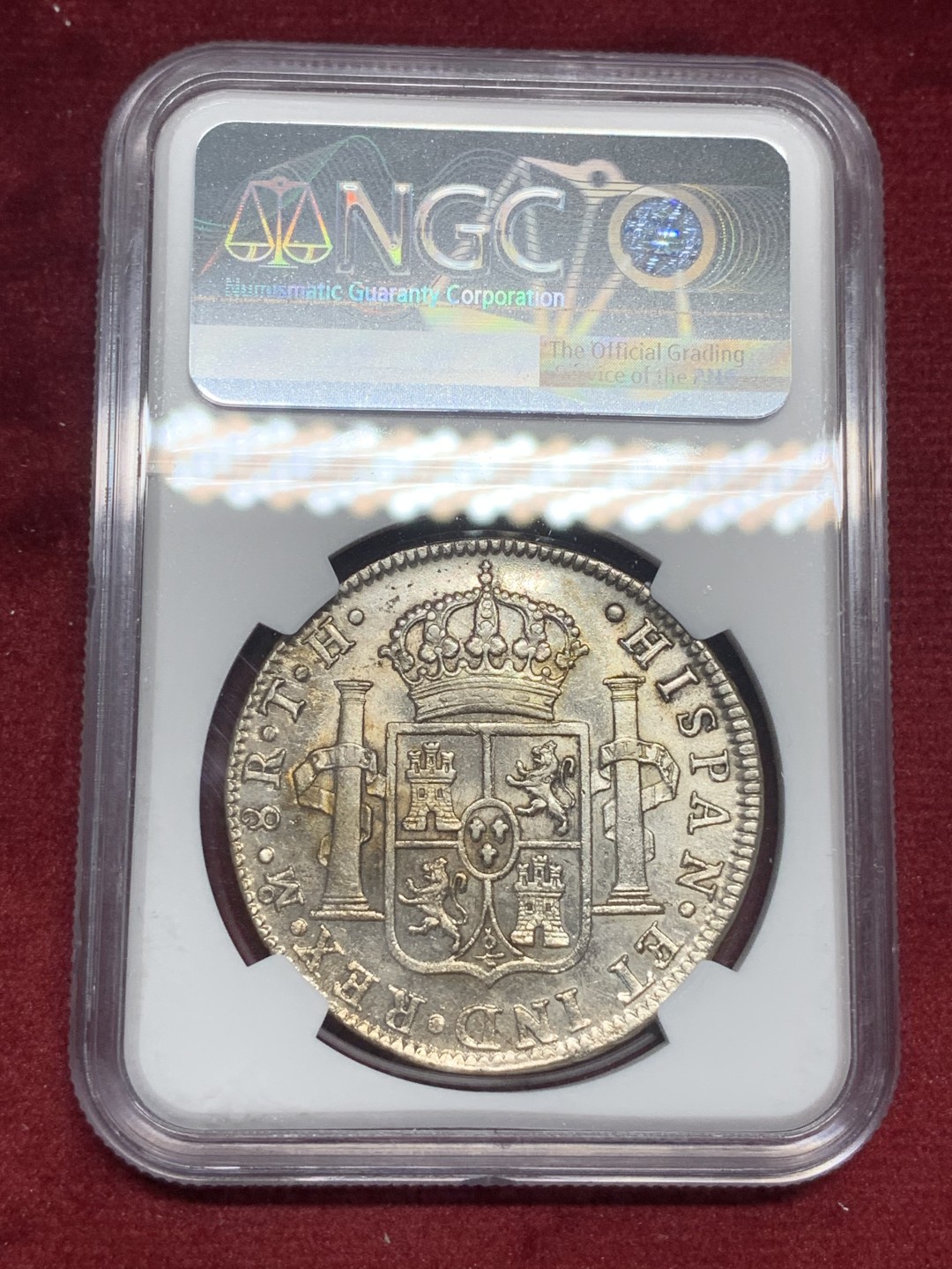 《竞宝斋》第76场-本周日，周一2场连拍（全场不限金额包邮） NGC UNC 墨西哥 1809  费七 8R 双柱 大银币 双面深打 细节非常好