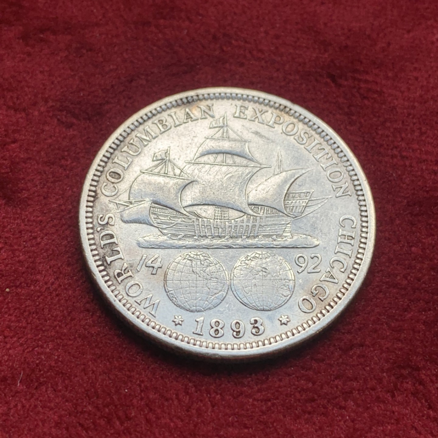 《竞宝斋》第76场-本周日，周一2场连拍（全场不限金额包邮） 美国 1893年 哥伦布 半美元 地球银币