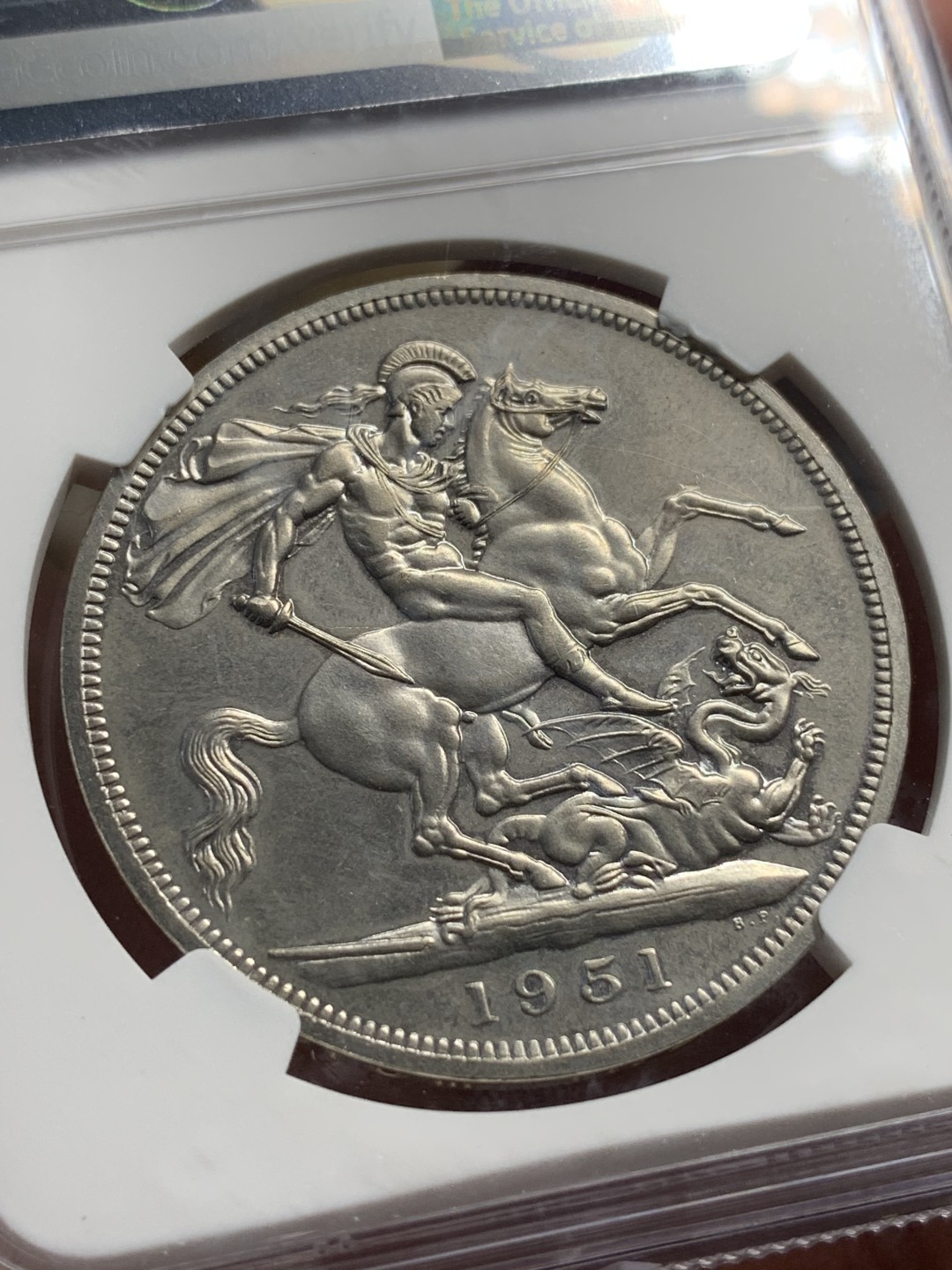 《竞宝斋》第76场-本周日，周一2场连拍（全场不限金额包邮） NGC PL62 英国 1951年乔治六世一克朗 光好品相好