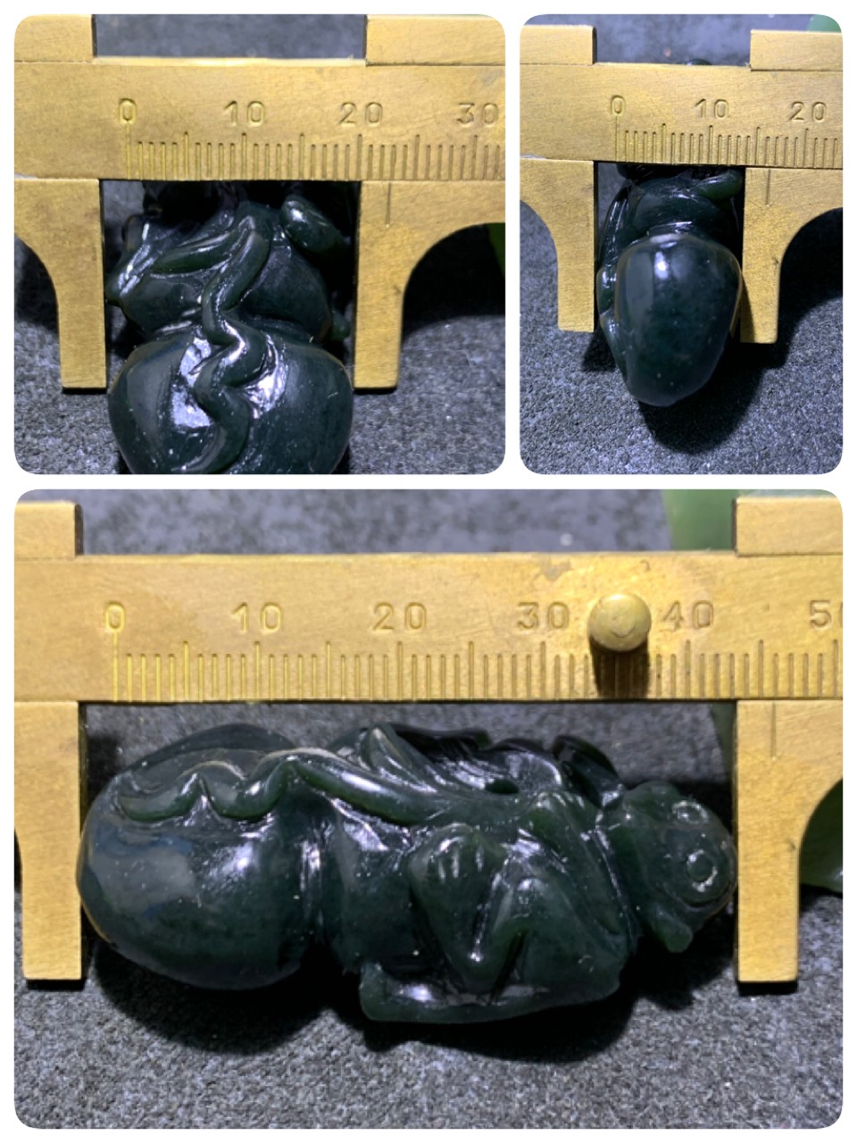 天然新疆和田青玉雕颗葫芦猴一个，寓意（福禄侯）