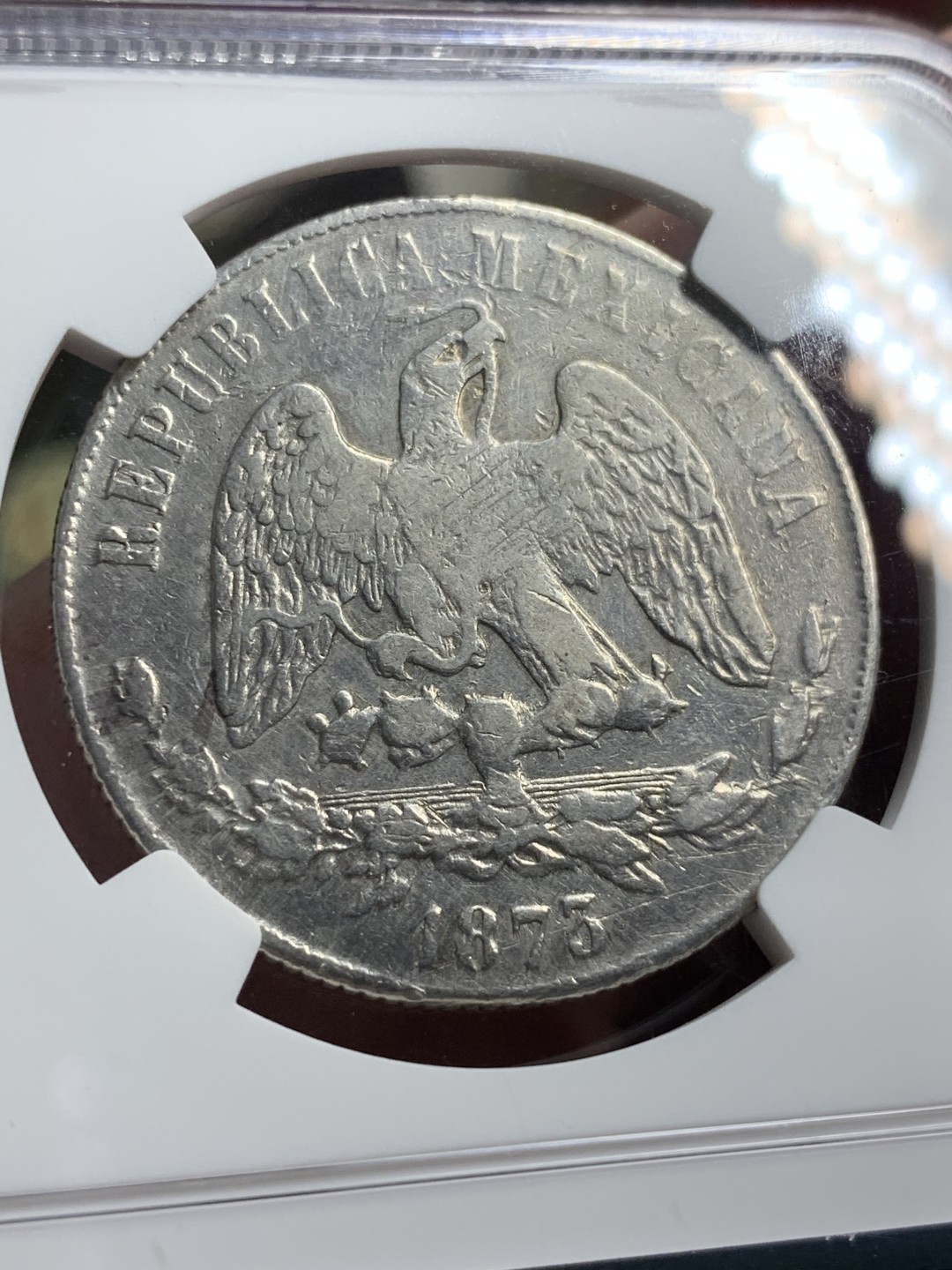 《竞宝斋》第76场-本周日，周一2场连拍（全场不限金额包邮） NGC-VFD 墨西哥 1873年GA厂 天平鹰洋 1比索 银币