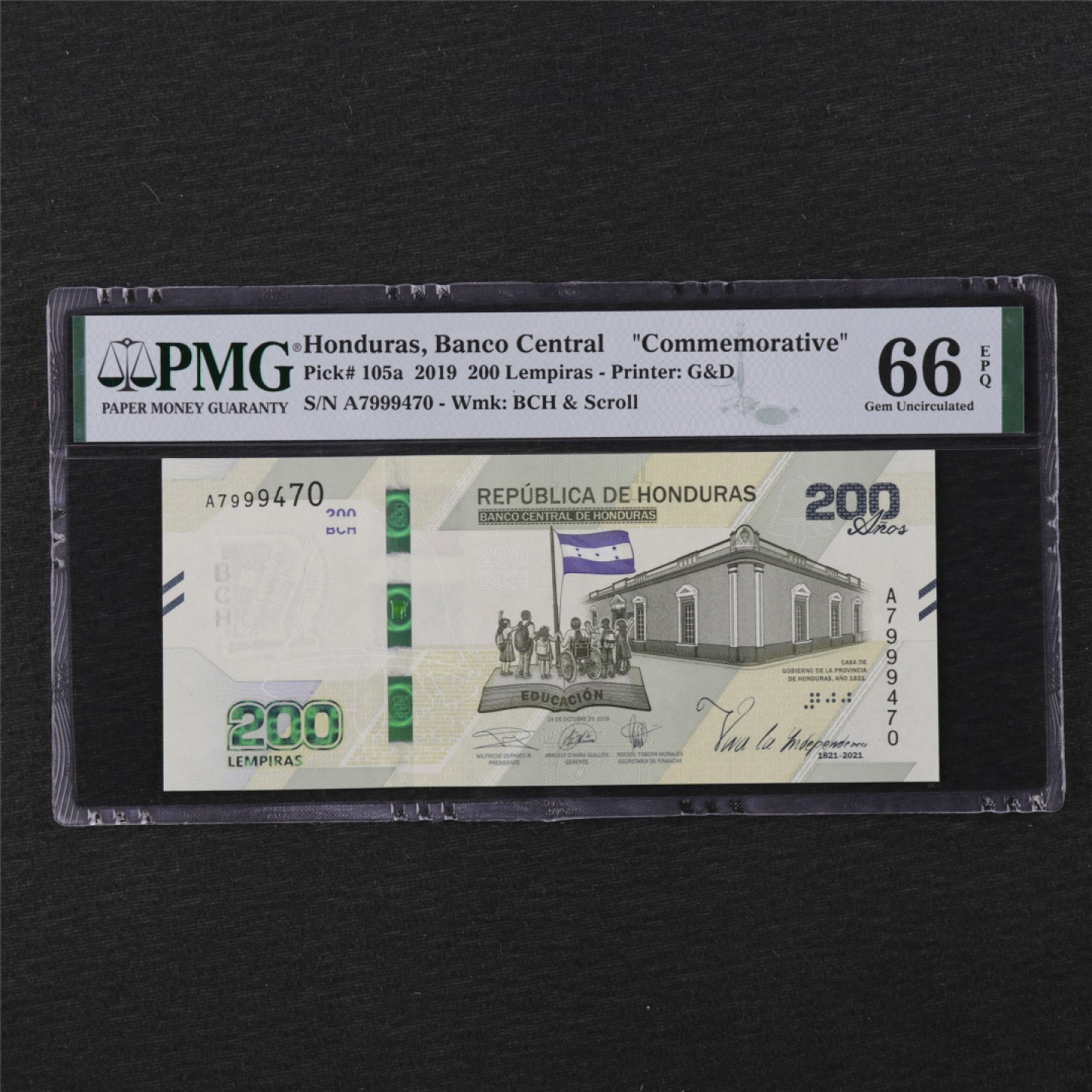 【亘邦集藏 】第120期拍卖 2019年 洪都拉斯200伦皮拉 PMG 66EPQ 7999470