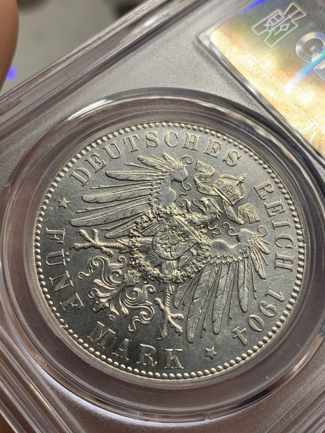 《竞宝斋》第76场-本周日，周一2场连拍（全场不限金额包邮） 公博 MS-61 德国 1904年 梅克伦堡 什未林大公国 腓特烈.弗朗茨四世 大婚 5马克银币。稀少的铸币量，发行仅4万枚，较难收集的系列，全品未流通