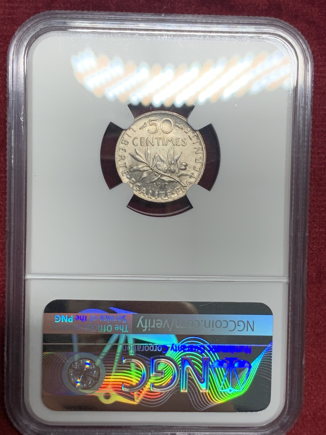 《竞宝斋》第76场-本周日，周一2场连拍（全场不限金额包邮） NGC-MS63 法国1917年 播种女神50分 银币 顶级品相 比较难得