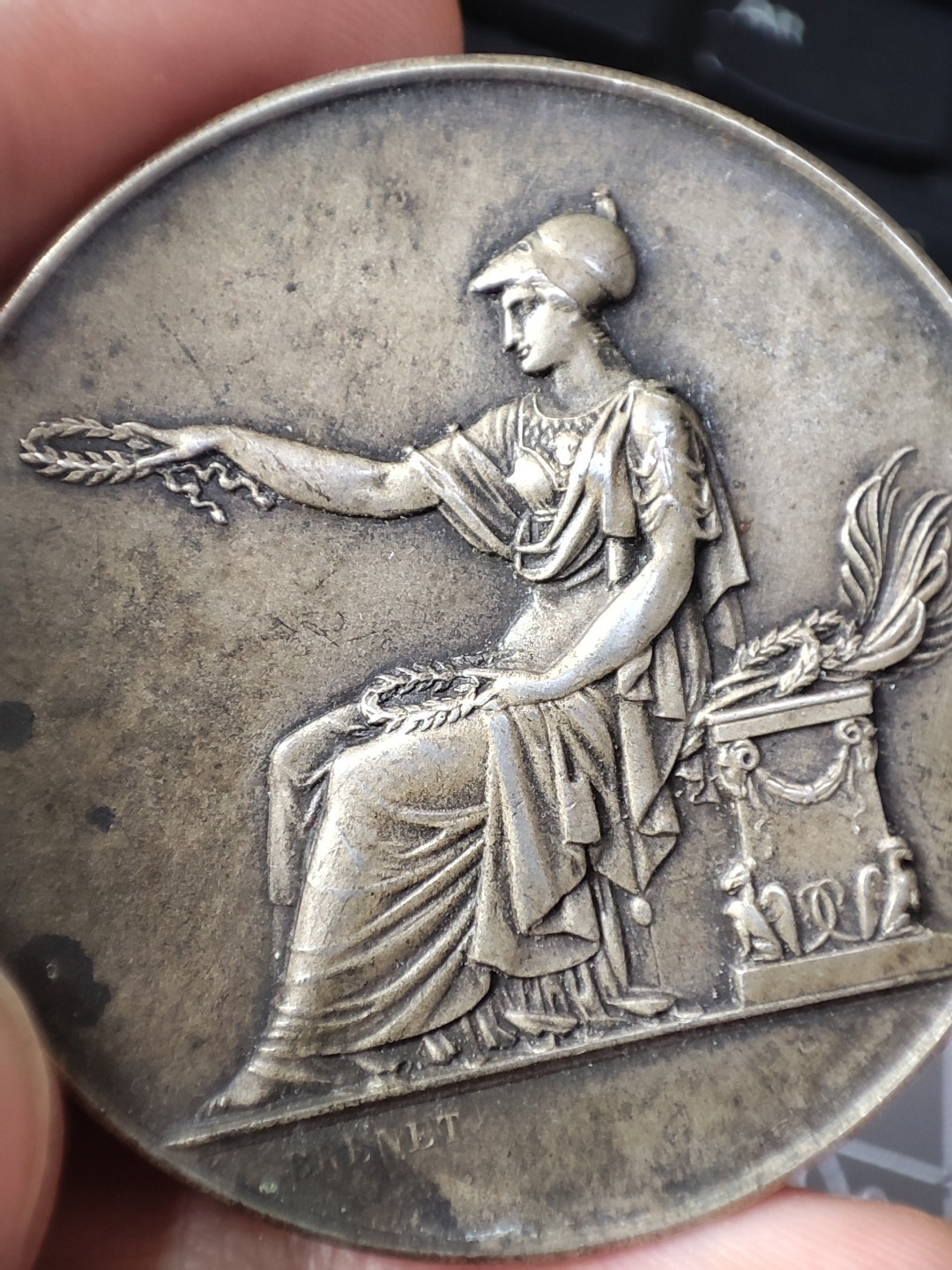 gush小明220721 法国1912雅典娜女神银章 巴黎造币厂高浮雕