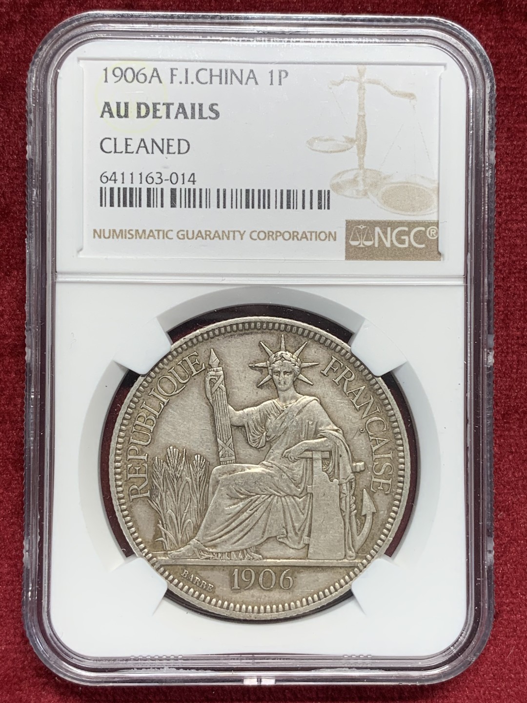 1906年フランス印支坐洋1ピアスト銀貨 本物保証 1906年フランス印支坐洋1ピアスト銀貨 本物保証 1906年フランス