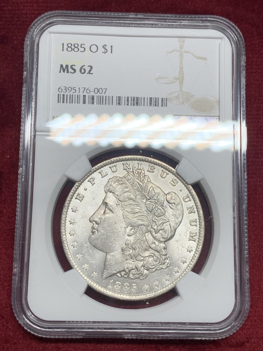 《竞宝斋》第76场-本周日，周一2场连拍（全场不限金额包邮） NGC-MS62 美国 1885-O年 摩根一元 大银币 顶级原光品