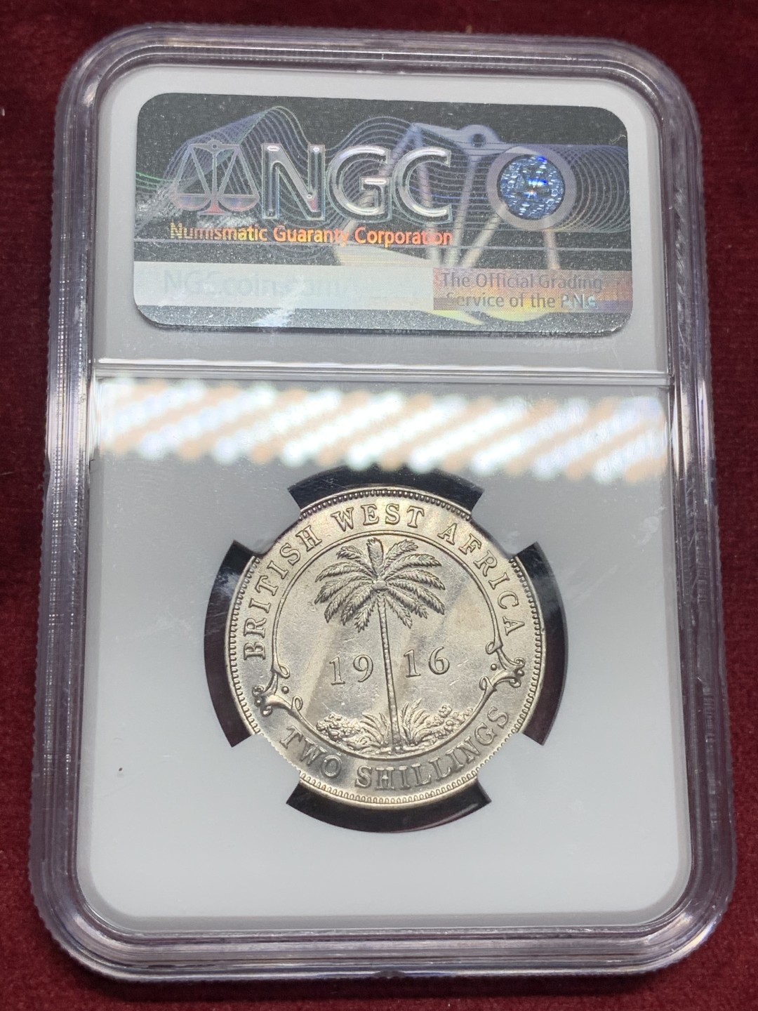 《竞宝斋》第76场-本周日，周一2场连拍（全场不限金额包邮） NGC-UNC DETAIL 英属西非 1936年2先令银币 少见品种 年份标签错误 