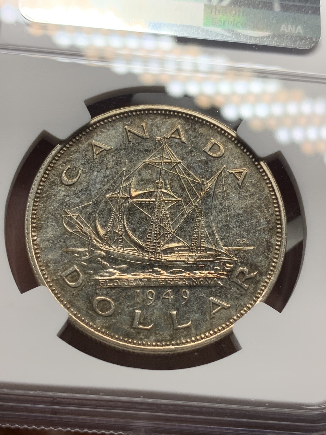 《竞宝斋》第76场-本周日，周一2场连拍（全场不限金额包邮） NGC-MS62 加拿大 1949年1元 纽芬兰加入联邦纪念银币 金黄色包浆细节清晰