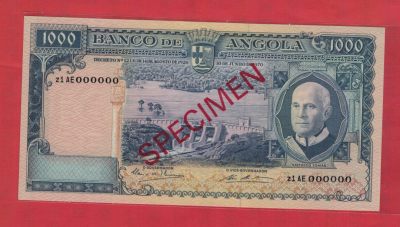 葡属安哥拉1970年1000埃斯库多 票样 样钞 样票 实物图 UNC   - 葡属安哥拉1970年1000埃斯库多 票样 样钞 样票 实物图 UNC  