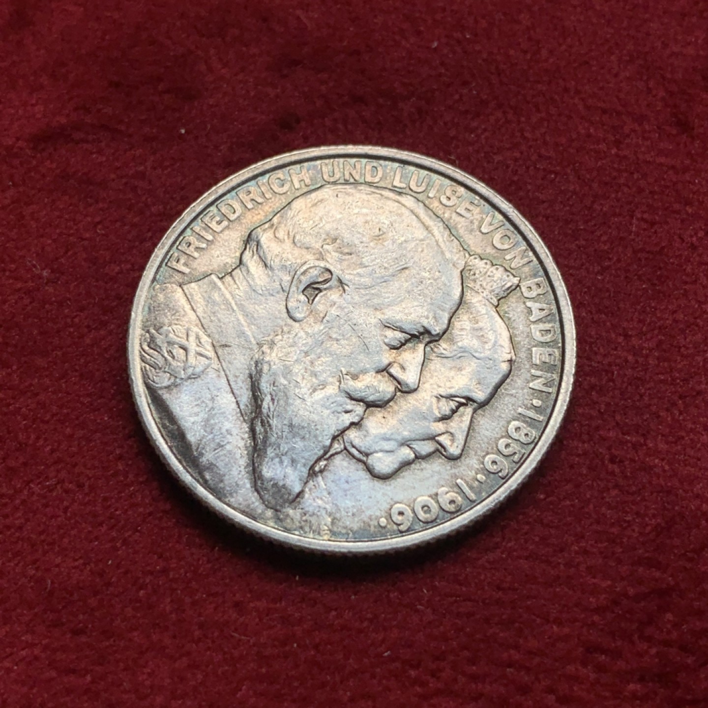 《竞宝斋》第76场-本周日，周一2场连拍（全场不限金额包邮） 德国 1906年 巴登 金婚 2马克 纪念银币