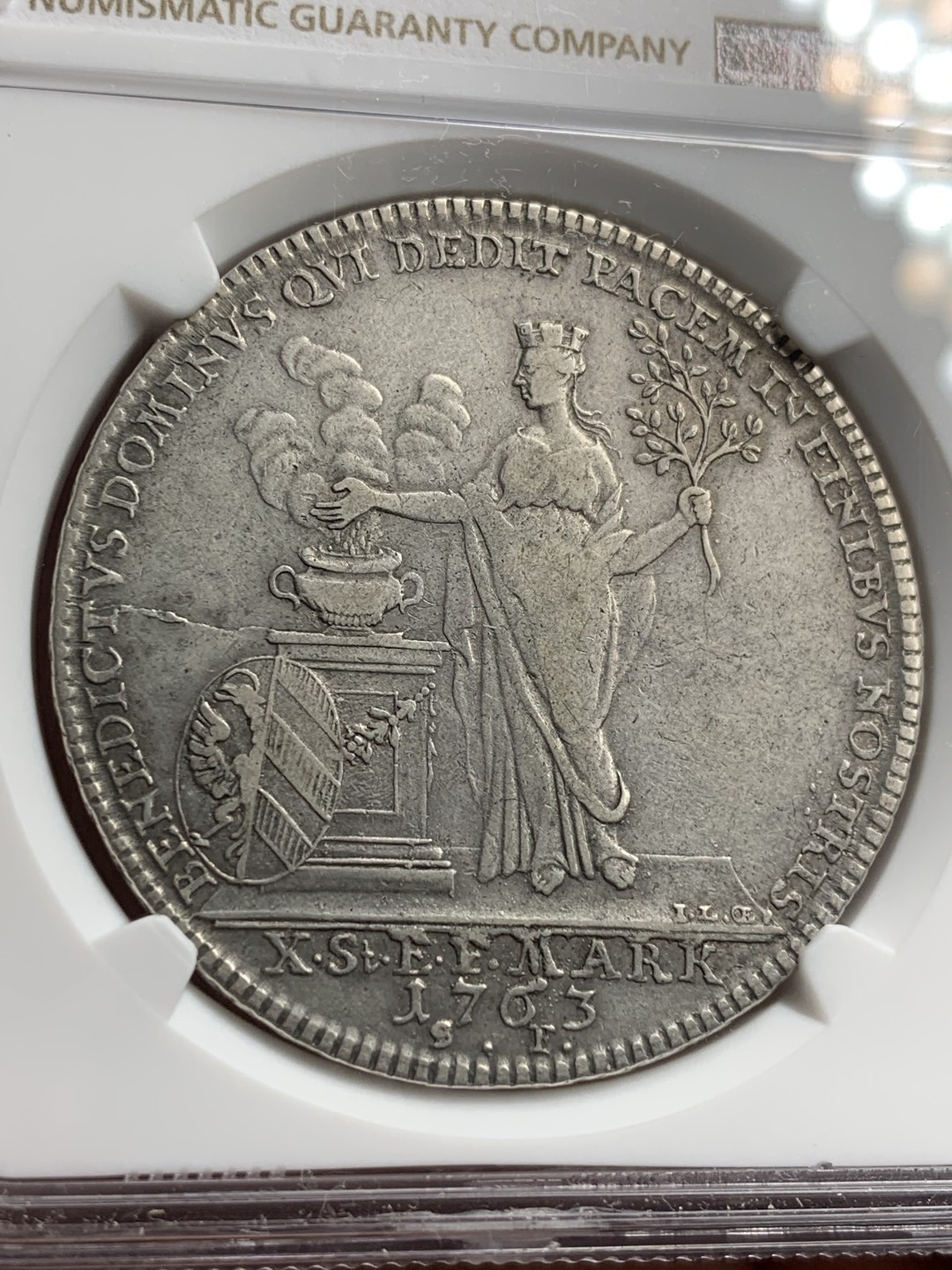 《竞宝斋》第76场-本周日，周一2场连拍（全场不限金额包邮） NGC-XF 德国纽伦堡 1763年泰勒大银币 老味道 可以砸了从新送评博分