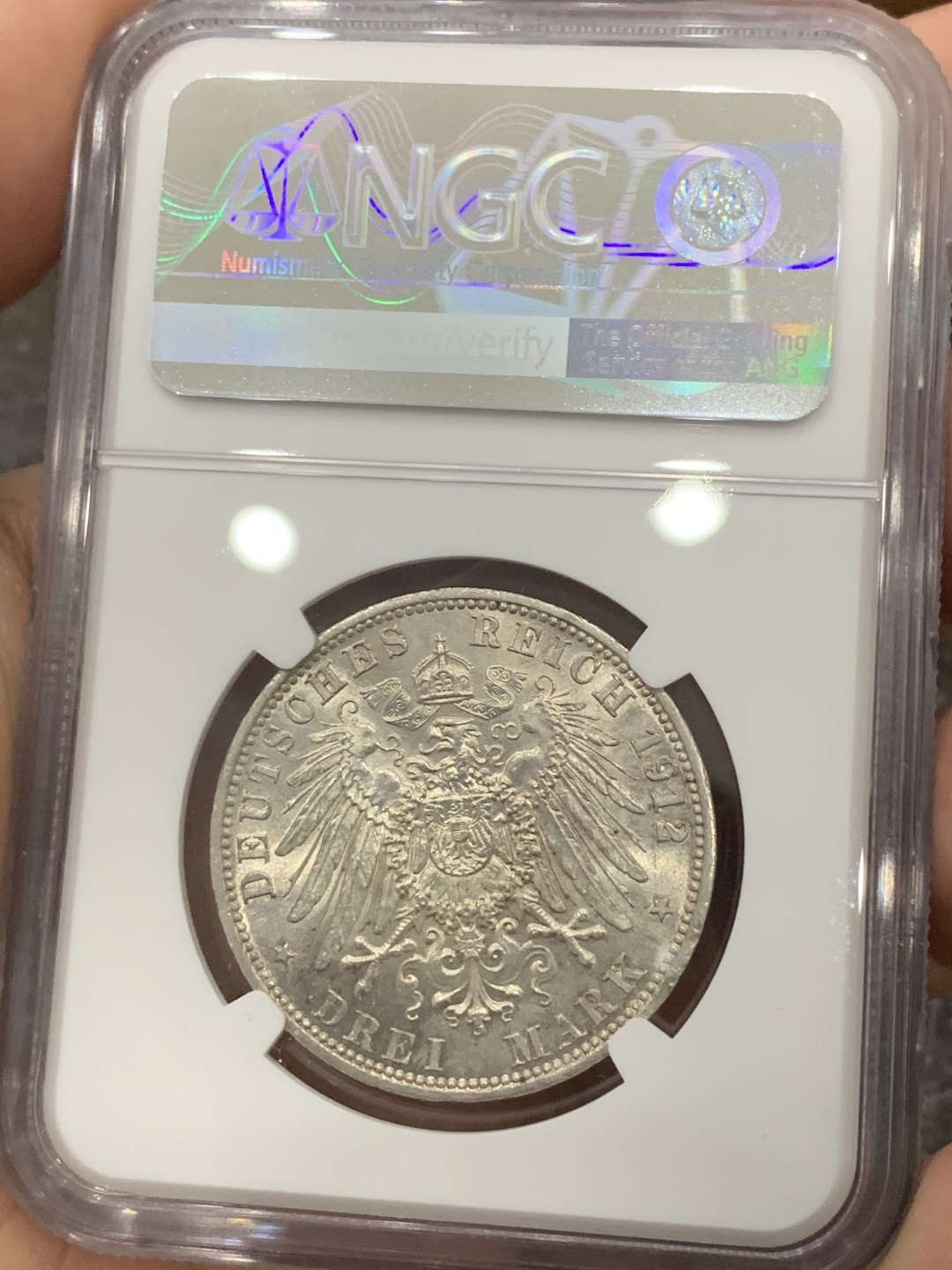 《竞宝斋》第76场-本周日，周一2场连拍（全场不限金额包邮） NGC-MS64 德国1912年 普鲁士威廉二世 3马克银币 原光好品 这样的东西现在也越来越贵