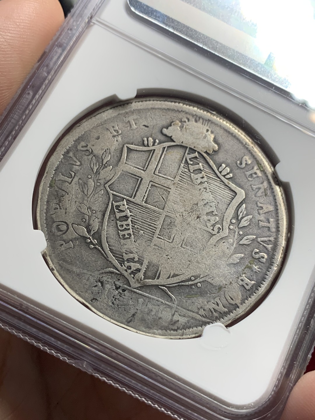 《竞宝斋》第76场-本周日，周一2场连拍（全场不限金额包邮） NGC-VF10 意大利博洛尼亚 1797年10宝利 圣母抱婴 大银币 稀少品种 难得出分