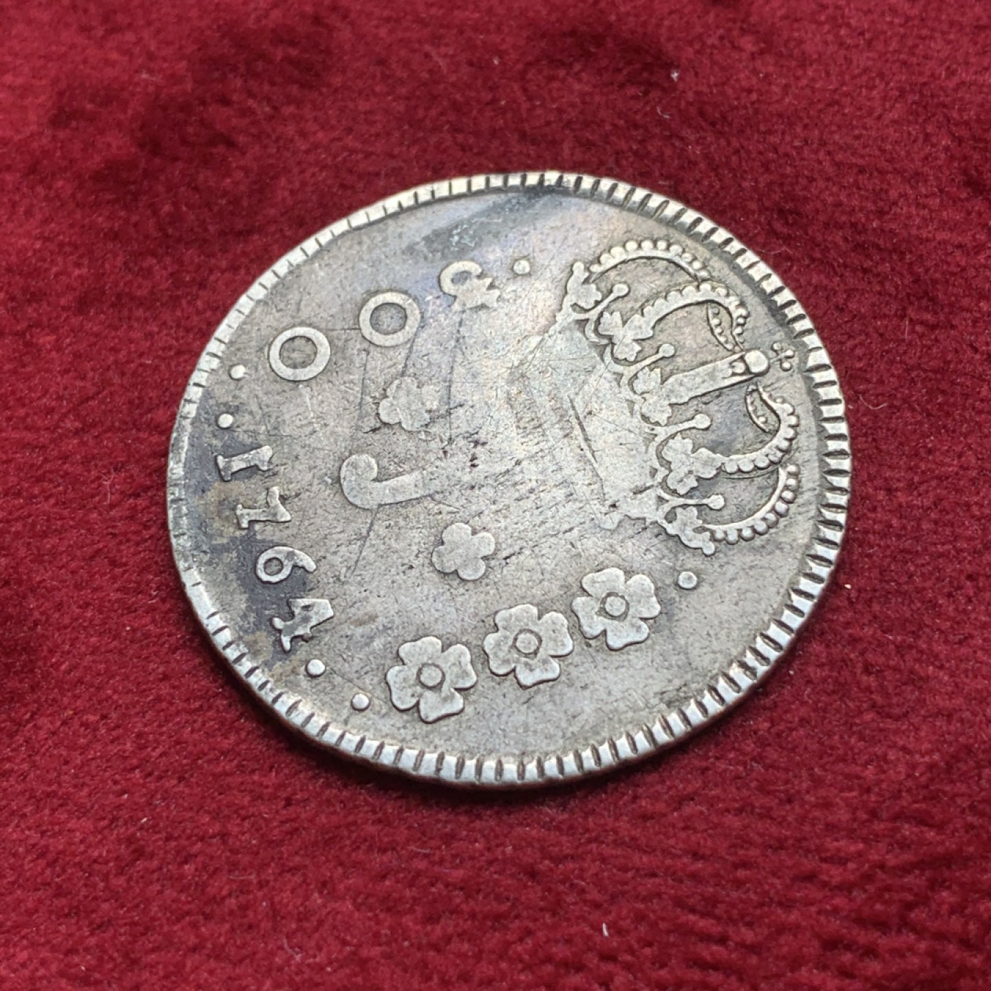 《竞宝斋》第76场-本周日，周一2场连拍（全场不限金额包邮） 葡属巴西 1764年 300面值 地球银币  非常少见的规格 原味包浆