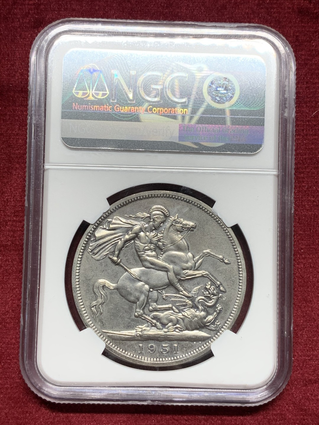 《竞宝斋》第76场-本周日，周一2场连拍（全场不限金额包邮） NGC PL62 英国 1951年乔治六世一克朗 光好品相好