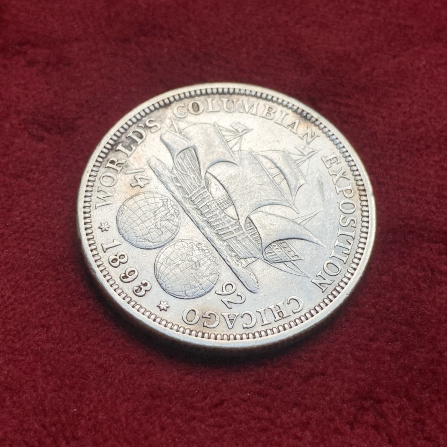 《竞宝斋》第76场-本周日，周一2场连拍（全场不限金额包邮） 美国 1893年 哥伦布 半美元 地球银币