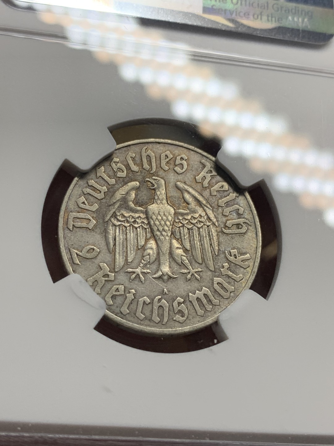 《竞宝斋》第76场-本周日，周一2场连拍（全场不限金额包邮） NGC-AU50 德国第三帝国马丁路德 1933年A厂 2马克 银币 发行量较少 细节清晰