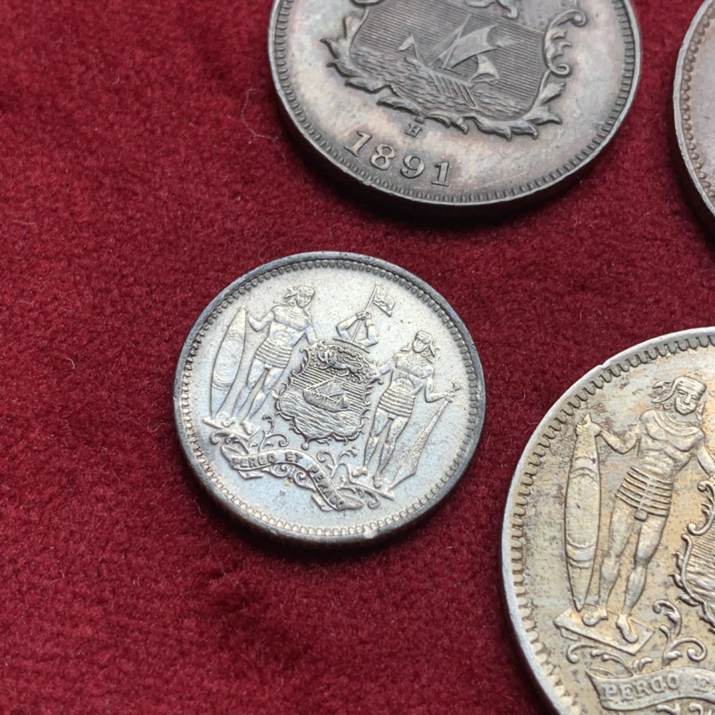 《竞宝斋》第76场-本周日，周一2场连拍（全场不限金额包邮） 北婆罗洲4枚  1891年1/2分，1889年1分，1941年5分，1941年25分（银）