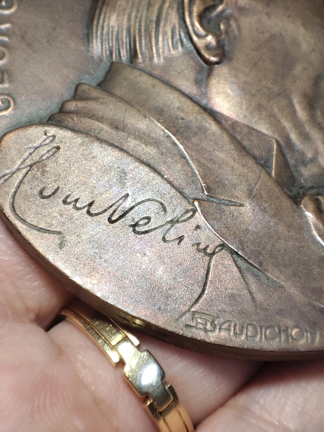 gush小明220721 1929法国乔治.考特琳学院纪念铜章 边缘一些细小磕碰