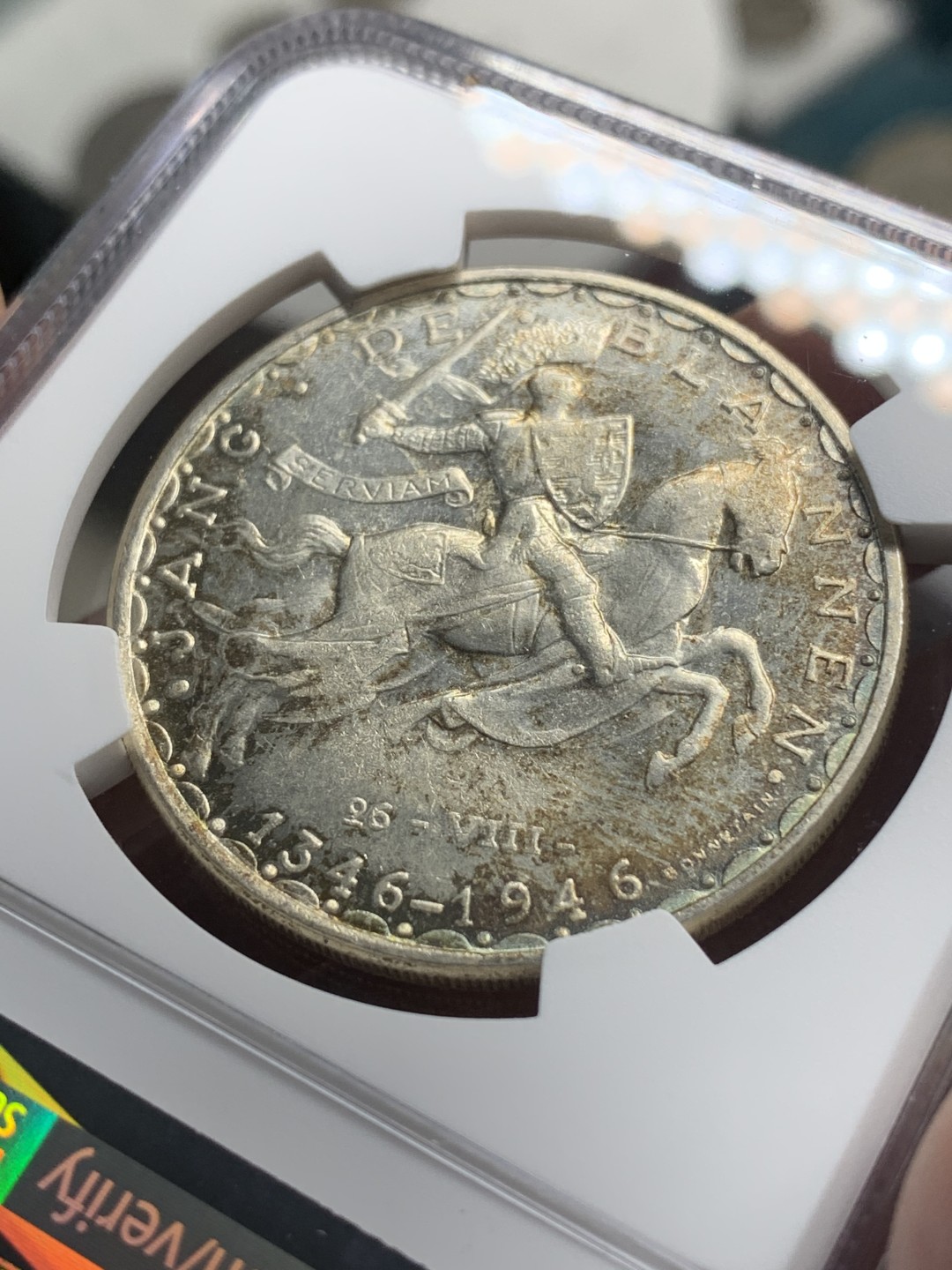 《竞宝斋》第76场-本周日，周一2场连拍（全场不限金额包邮） NGC-MS63 卢森堡 1946年 马剑100法郎 大银币少见品种