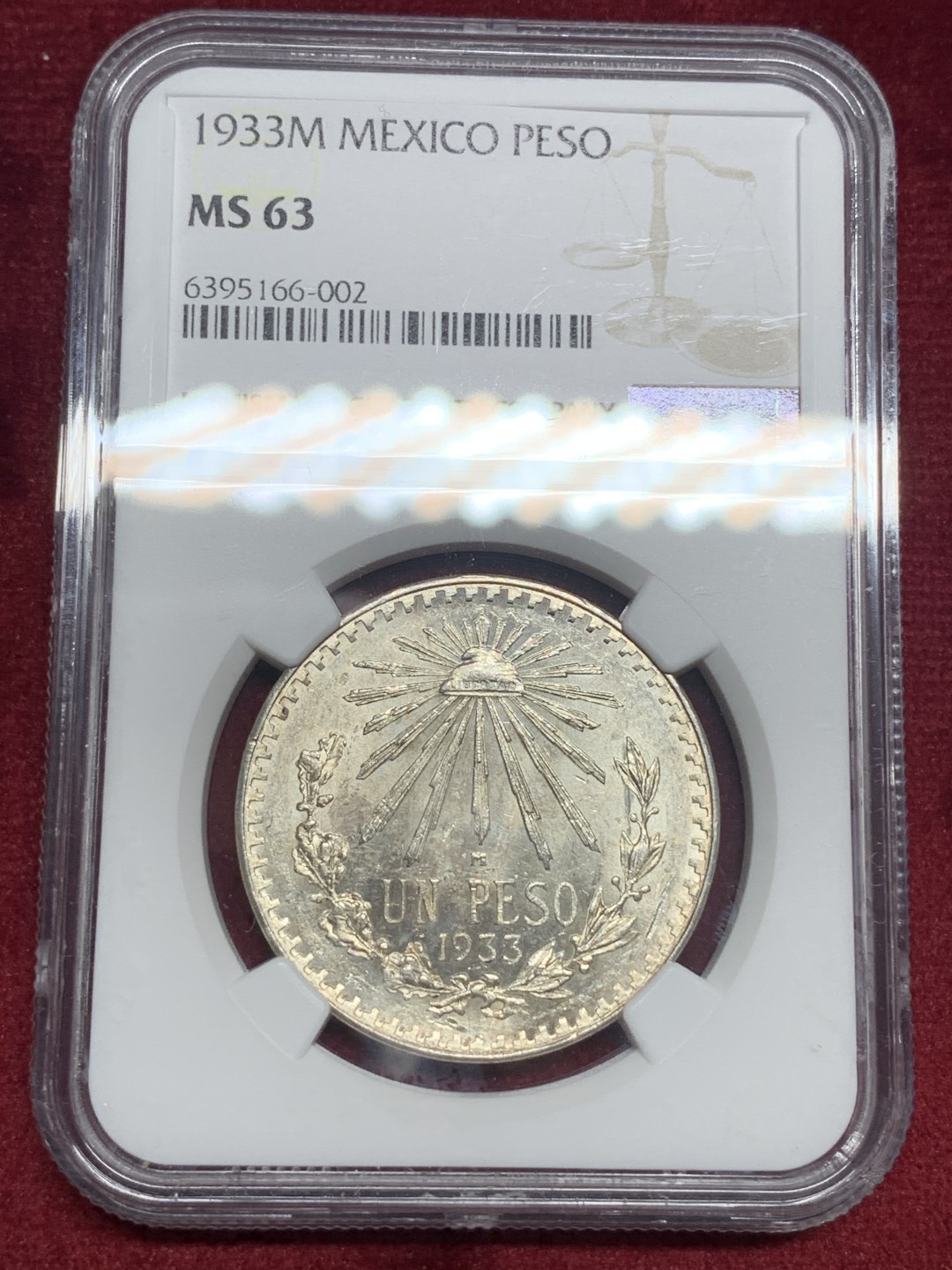 《竞宝斋》第76场-本周日，周一2场连拍（全场不限金额包邮） NGC-MS63 墨西哥 1933年 鹰洋1比索银币 一流好品