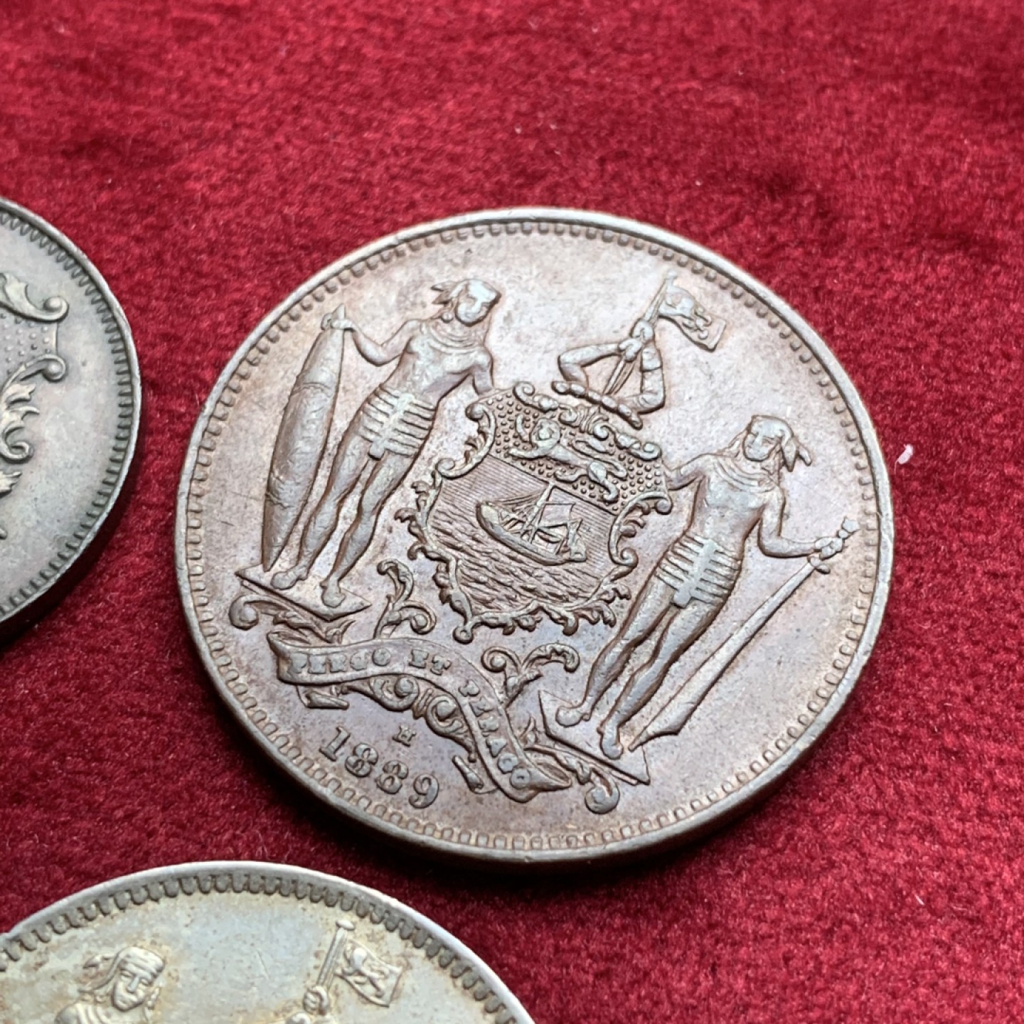 《竞宝斋》第76场-本周日，周一2场连拍（全场不限金额包邮） 北婆罗洲4枚  1891年1/2分，1889年1分，1941年5分，1941年25分（银）