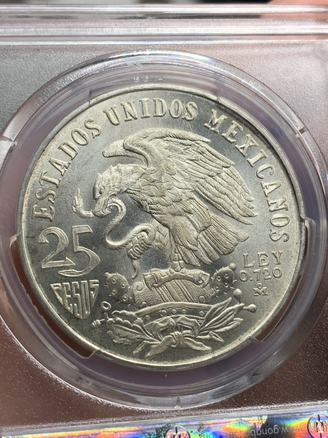 《竞宝斋》第76场-本周日，周一2场连拍（全场不限金额包邮） GB-MS67   墨西哥 奥运 纪念币 25比索   拆卷币