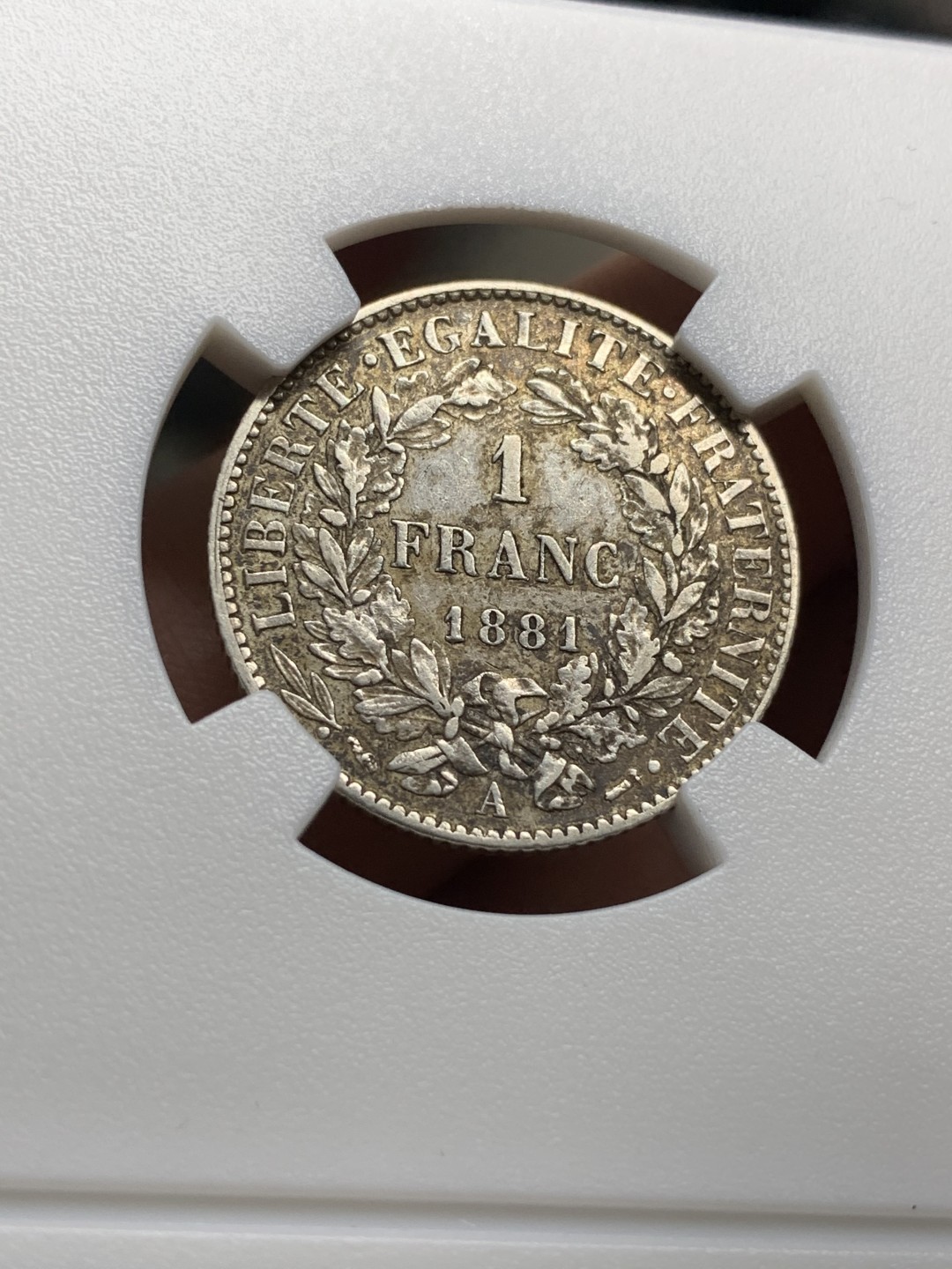 《竞宝斋》第76场-本周日，周一2场连拍（全场不限金额包邮） 1881年法国1法郎银币（银5克）原味包浆 细节不错