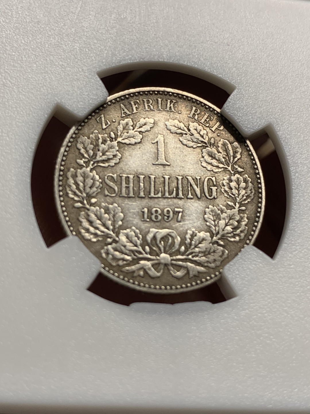 《竞宝斋》第76场-本周日，周一2场连拍（全场不限金额包邮） 南非1897年 1先令银币（银5.65克）