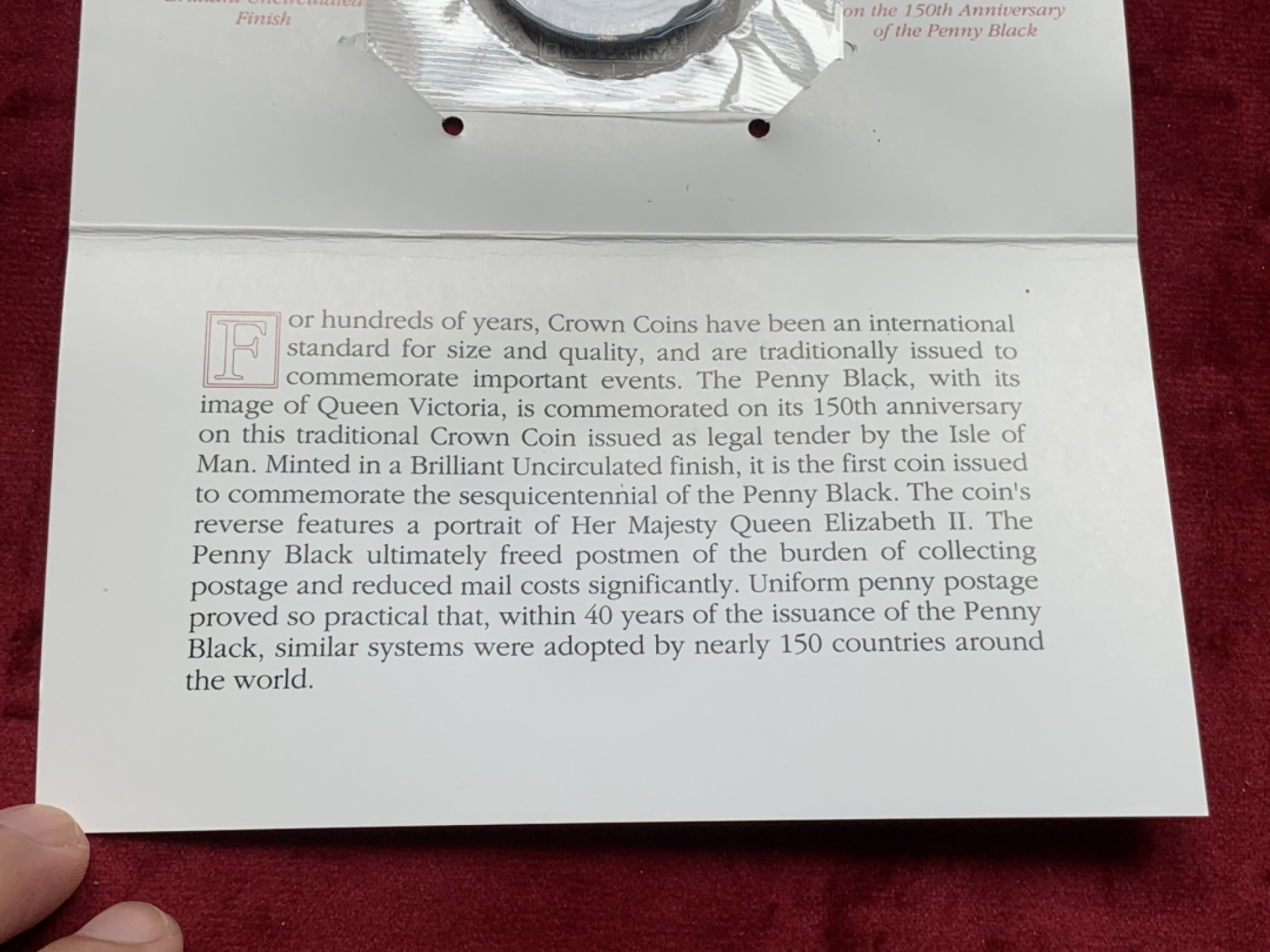 《竞宝斋》第76场-本周日，周一2场连拍（全场不限金额包邮） 马恩岛 1990年  黑便士镍币纪念 卡装 原包装