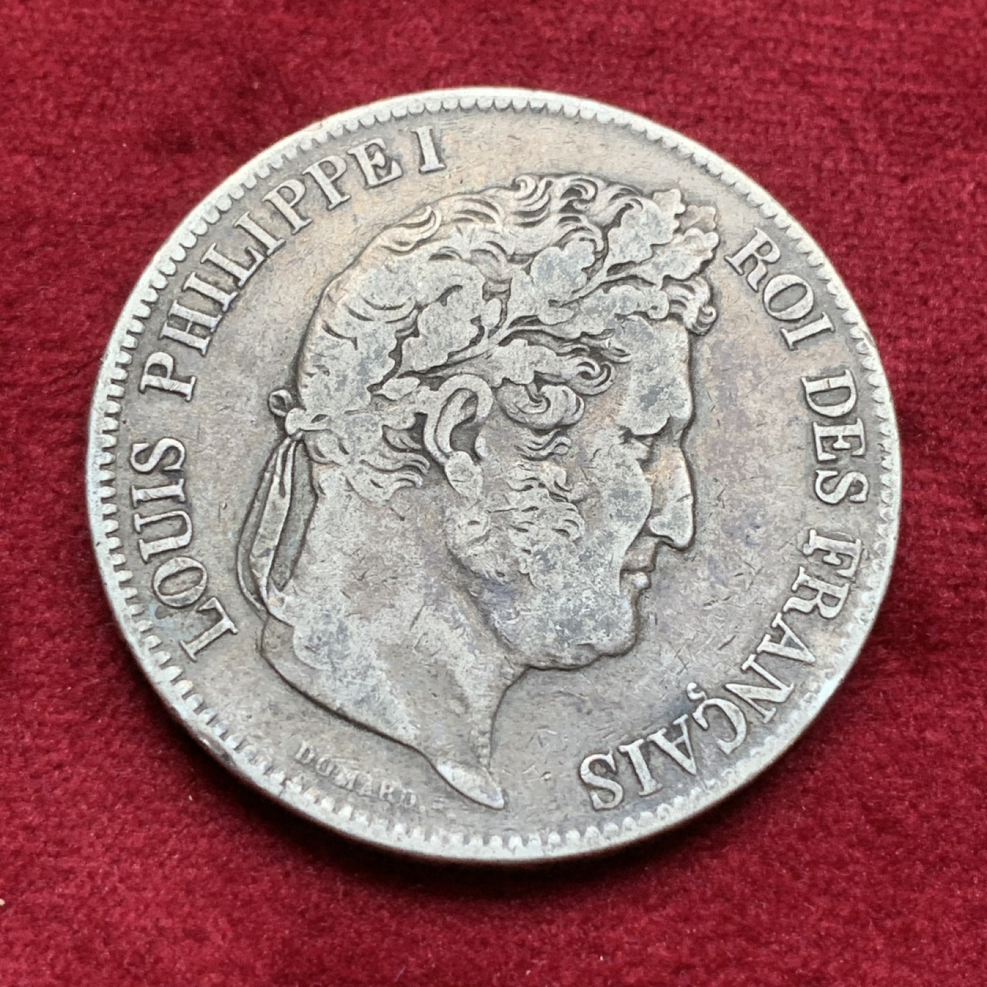 《竞宝斋》第76场-本周日，周一2场连拍（全场不限金额包邮） 法国 1832年 W版 菲利普 5法郎 银币 原味包浆