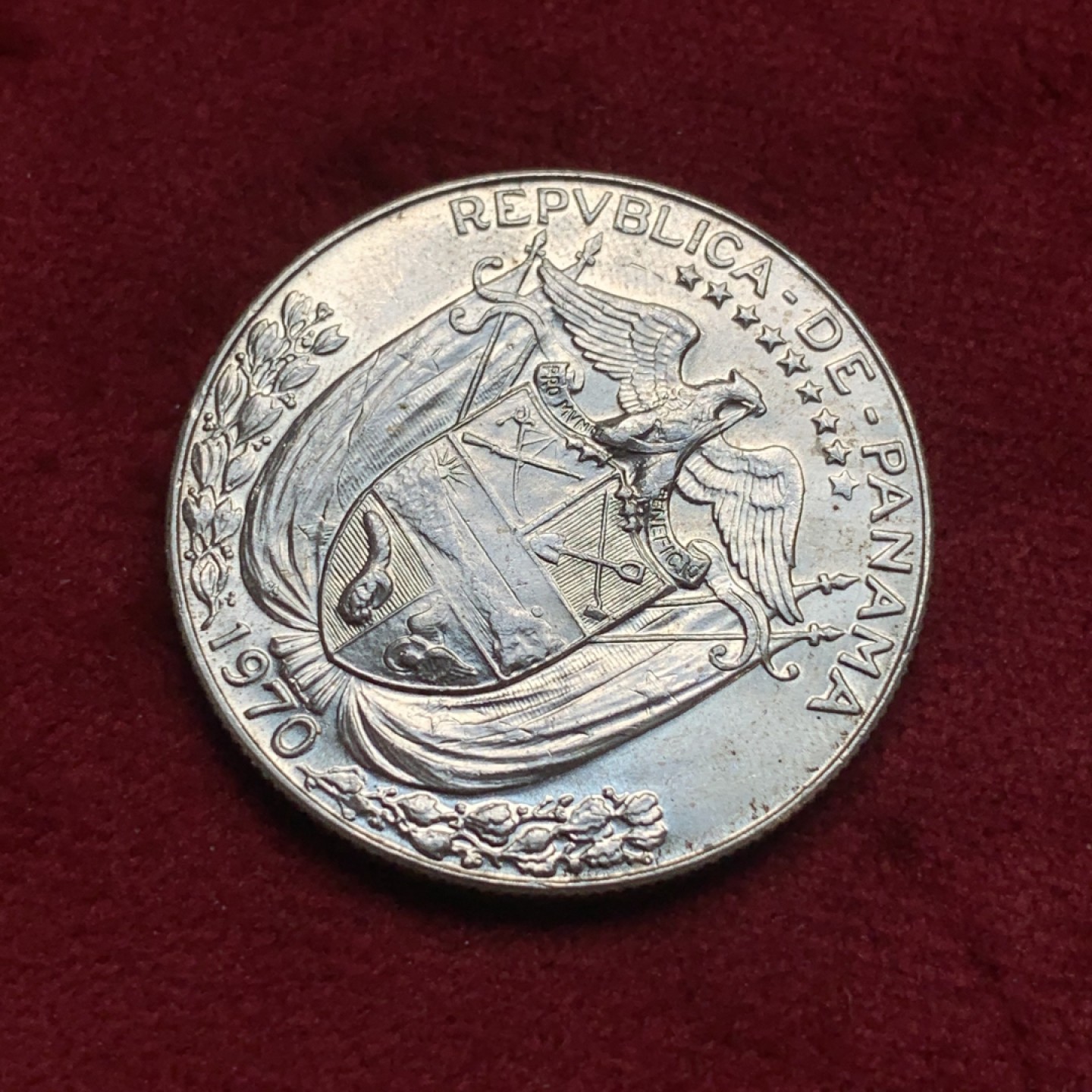 《竞宝斋》第76场-本周日，周一2场连拍（全场不限金额包邮） 巴拿马 1970年 银币 11.5克 状态不错