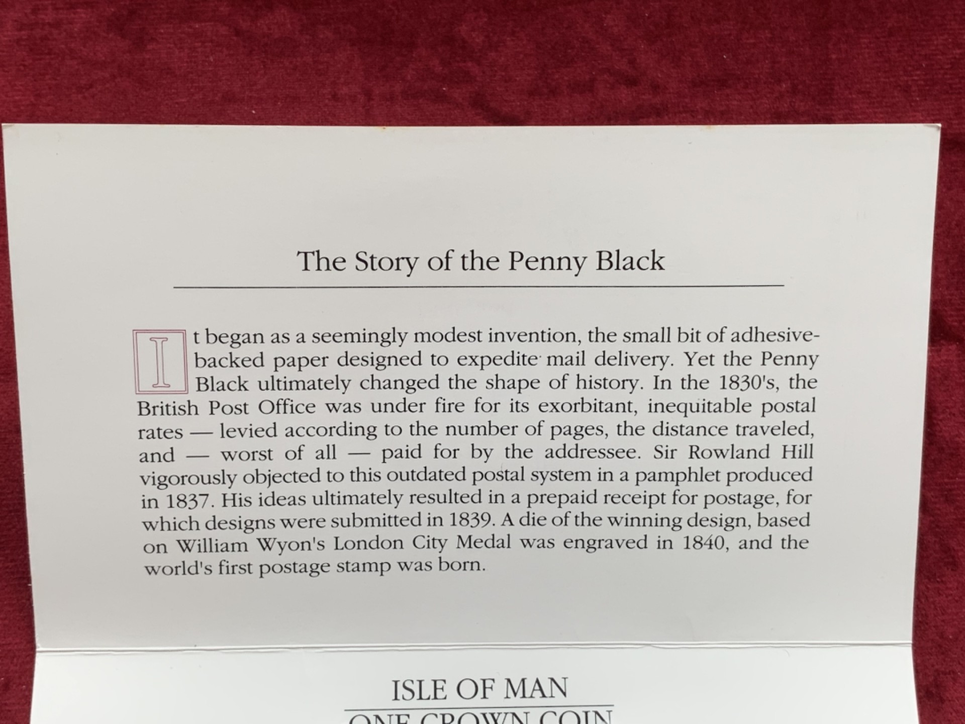 《竞宝斋》第76场-本周日，周一2场连拍（全场不限金额包邮） 马恩岛 1990年  黑便士镍币纪念 卡装 原包装