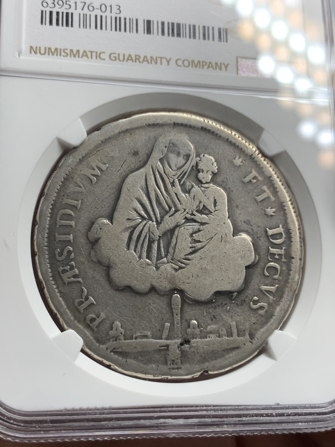 《竞宝斋》第76场-本周日，周一2场连拍（全场不限金额包邮） NGC-VF10 意大利博洛尼亚 1797年10宝利 圣母抱婴 大银币 稀少品种 难得出分