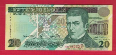 洪都拉斯2000年20伦皮拉 千禧年暨银行成立50周年纪念钞 实物图 UNC  - 洪都拉斯2000年20伦皮拉 千禧年暨银行成立50周年纪念钞 实物图 UNC 