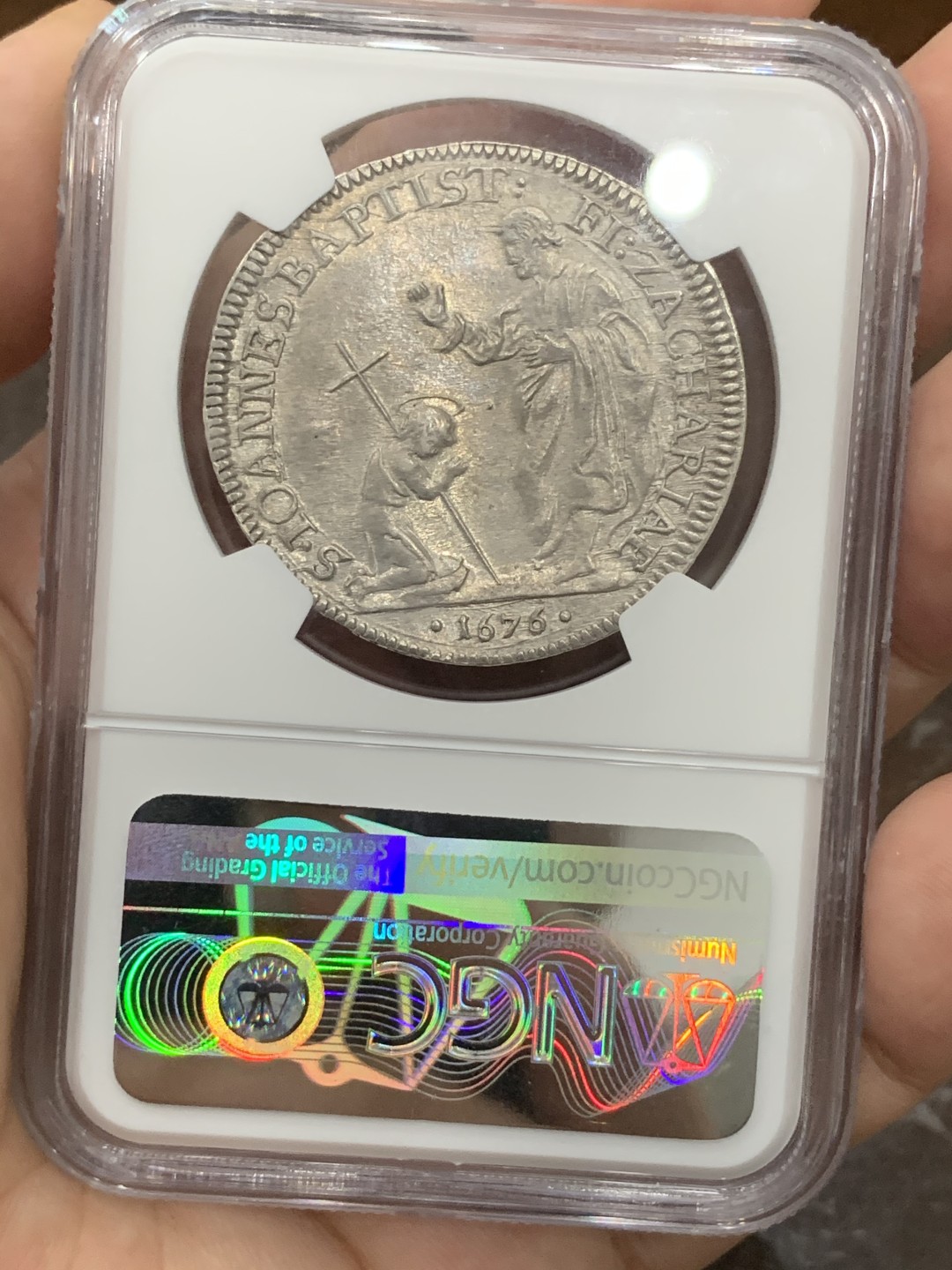 《竞宝斋》第76场-本周日，周一2场连拍（全场不限金额包邮） 唯一冠军 NGC MS63意大利托斯卡纳大公国1676年科西莫三世·德·美第奇1/2piastre。佛罗伦萨铸。单年版，19年一枚略差的裸币 2.7W成交