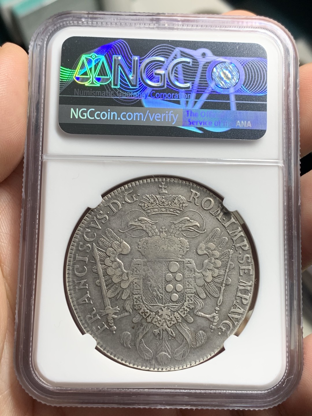 《竞宝斋》第76场-本周日，周一2场连拍（全场不限金额包邮） NGC-XF 德国纽伦堡 1763年泰勒大银币 老味道 可以砸了从新送评博分