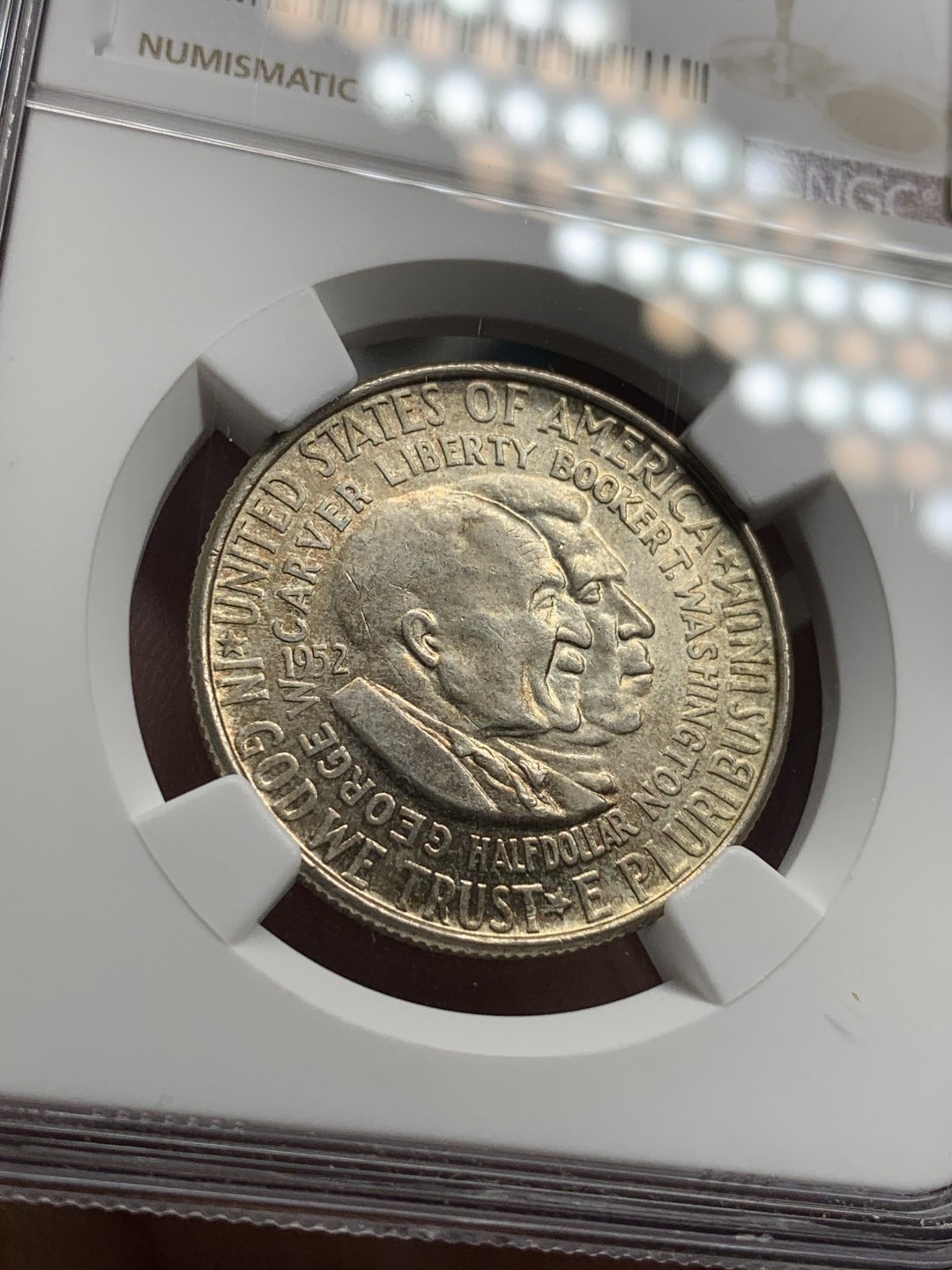 《竞宝斋》第76场-本周日，周一2场连拍（全场不限金额包邮） NGC-MS63 美国 1952年 华盛顿 半圆银币 顶级品相 淡彩包浆很舒服