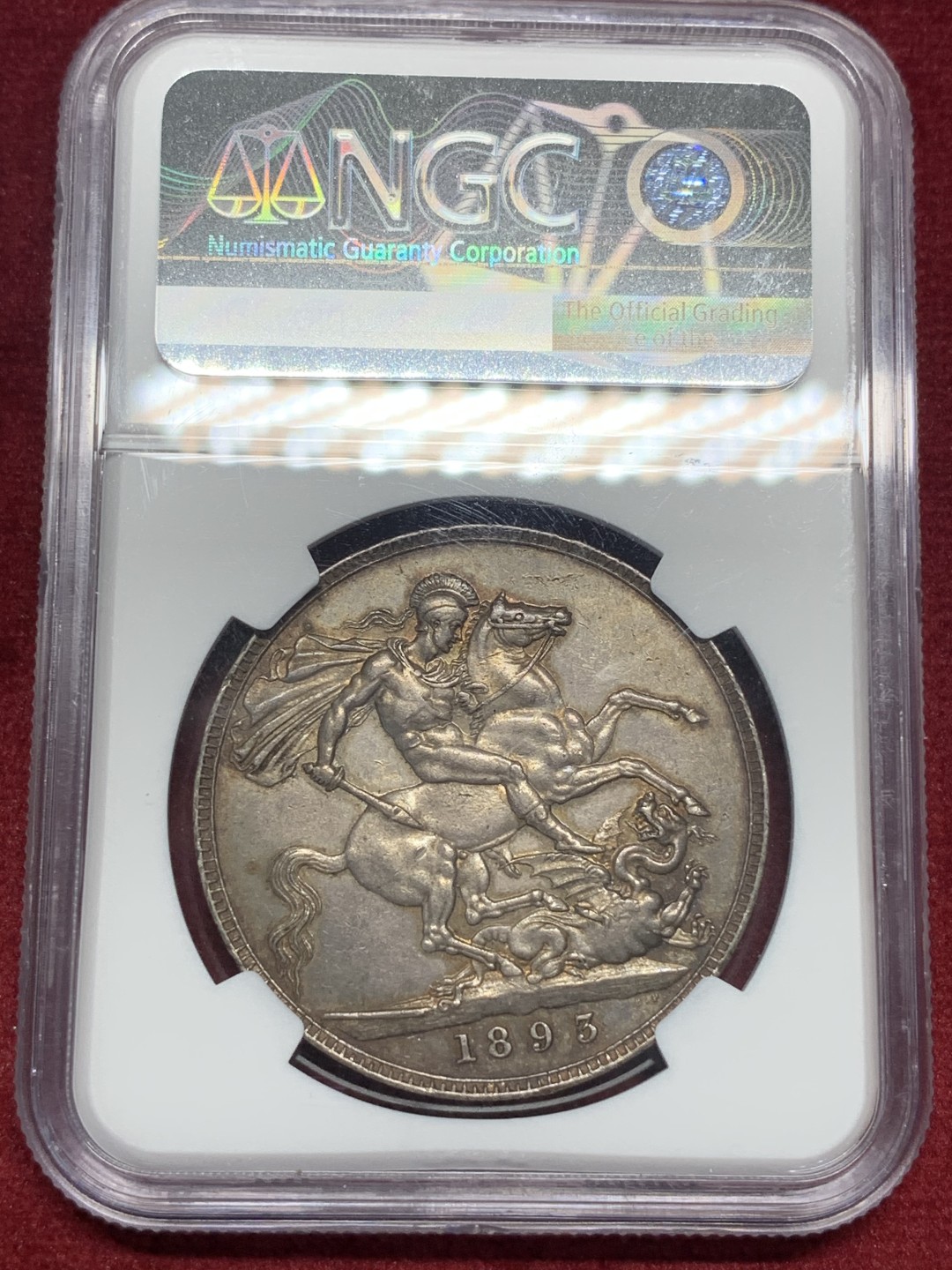 《竞宝斋》第76场-本周日，周一2场连拍（全场不限金额包邮） NGC-AU58 英国1893年马剑，原汁原味，包浆漂亮