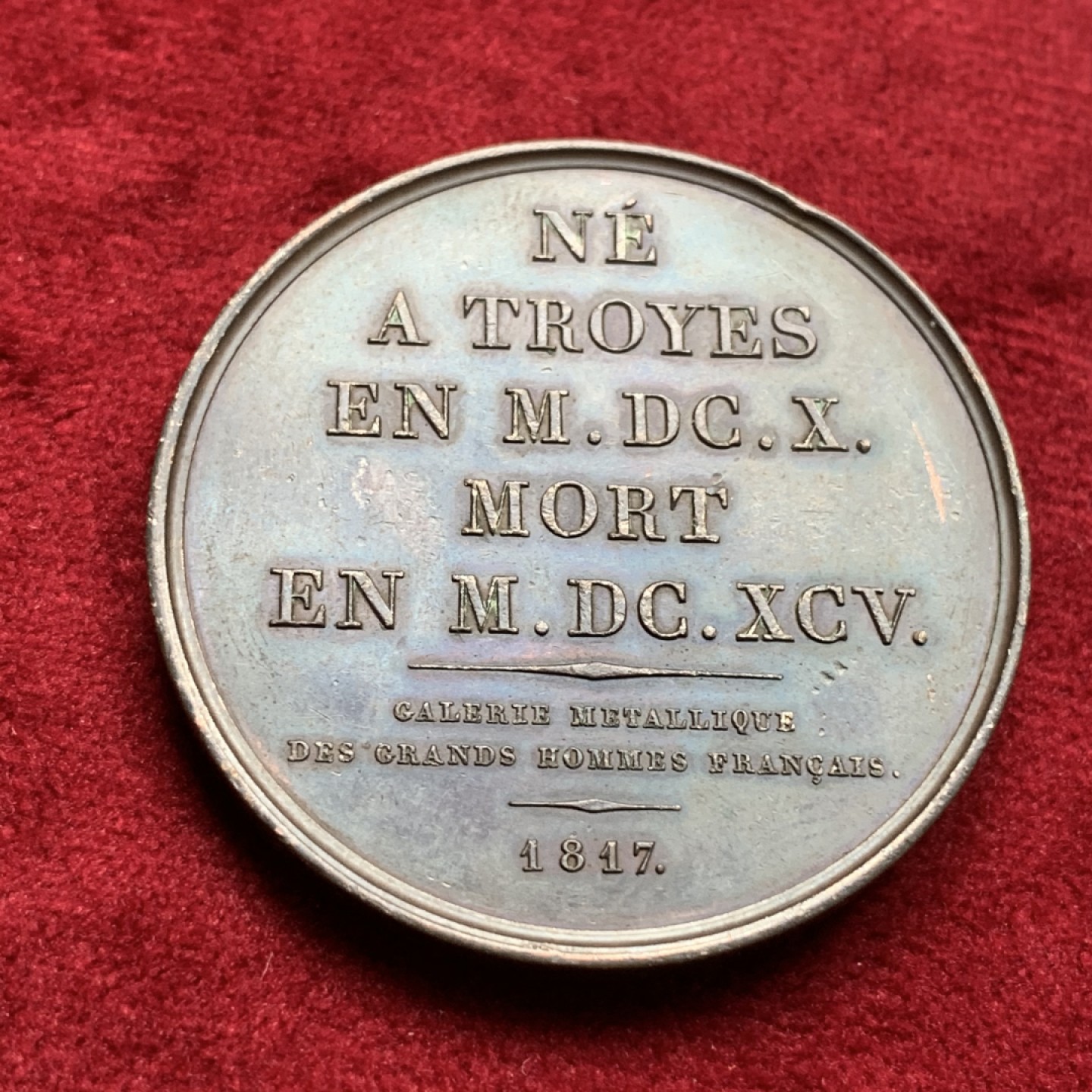 《竞宝斋》第76场-本周日，周一2场连拍（全场不限金额包邮） 法国 1817年 高浮雕铜章  40.7mm 34.12克